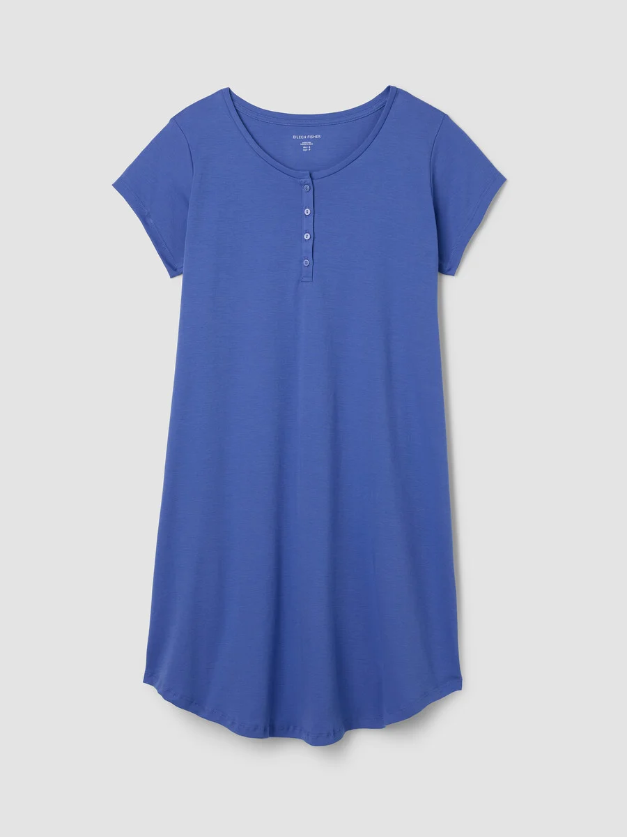 Organic Cotton Interlock Henley Sleep Dress - 1