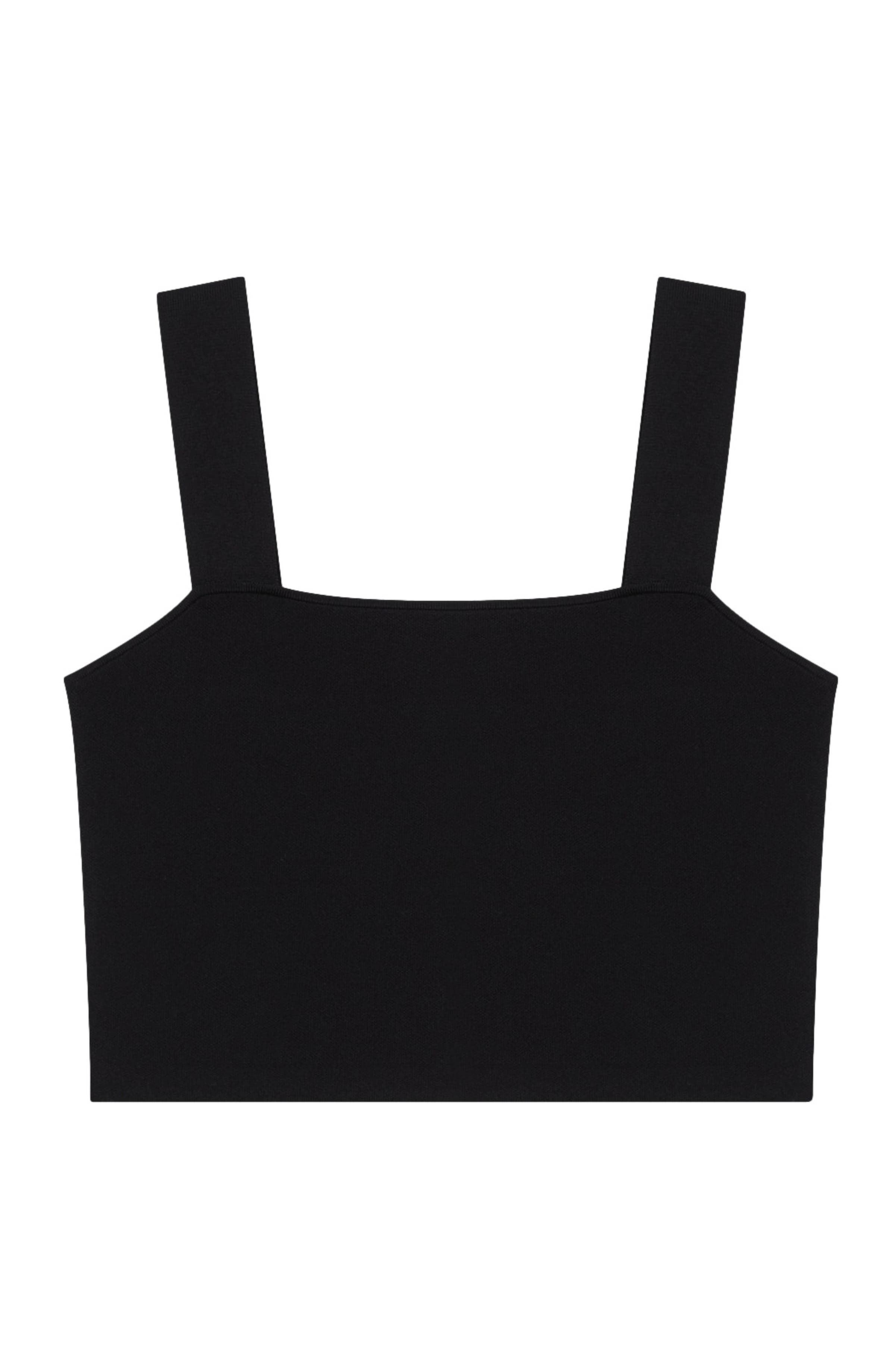 maje Knitted crop top with straps in Black at Nordstrom - 4