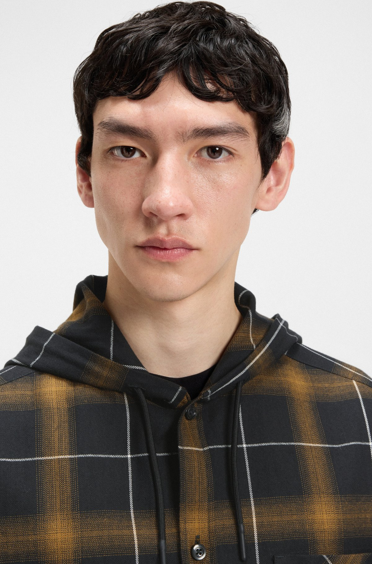 HOODED OVERSIZE-FIT OVERSHIRT IN CHECKED COTTON - 3