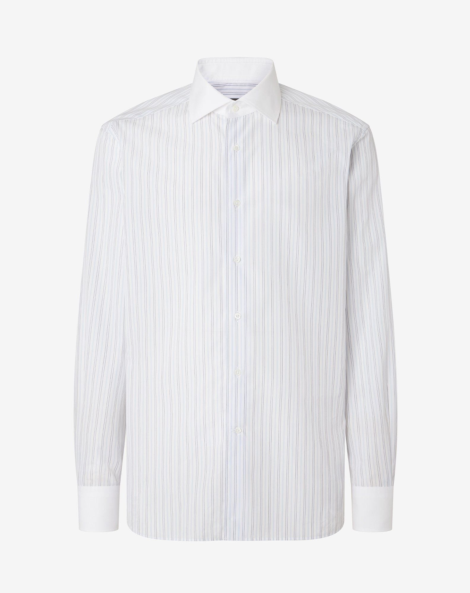 Cotton shirt with white/blue stripes - 1