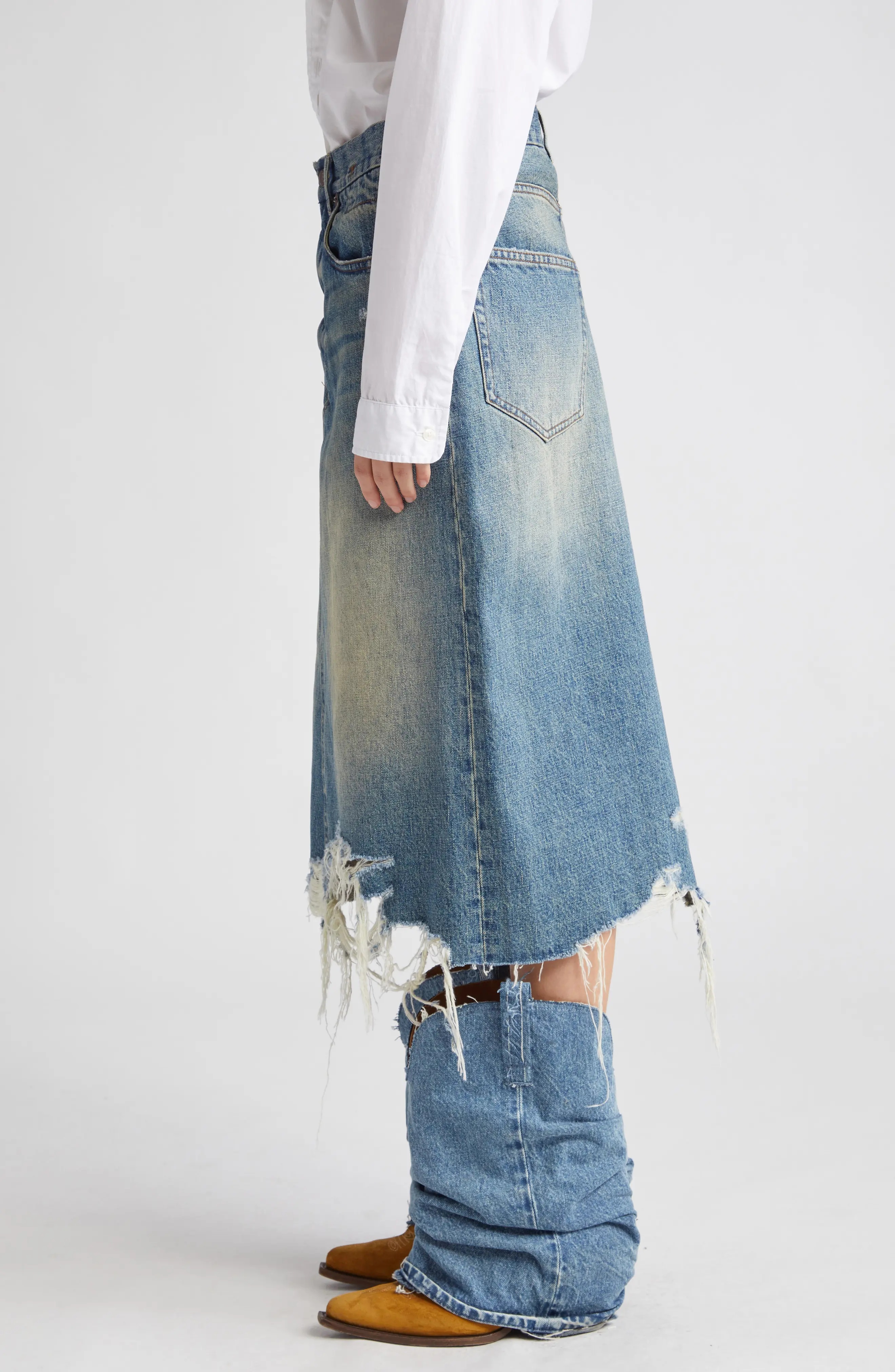 Jesse Destroyed Hem Denim Skirt - 4