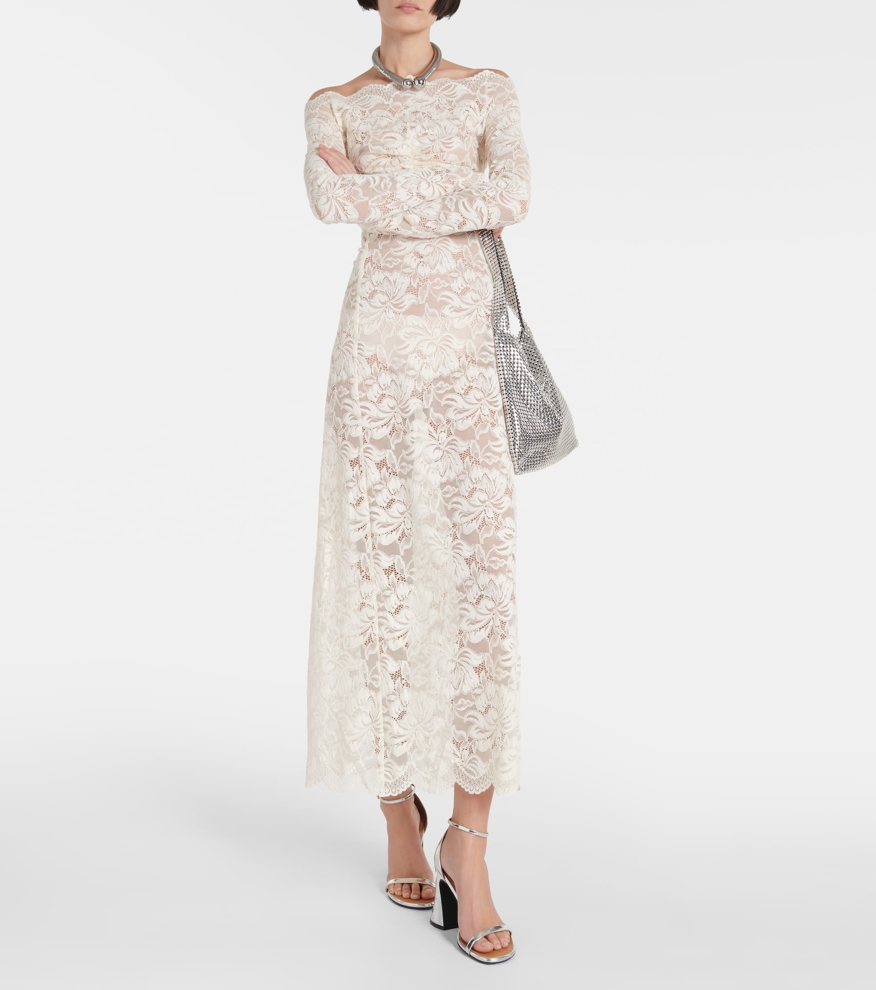 Off-shoulder lace maxi dress - 2