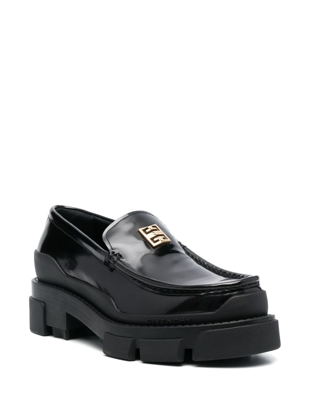 logo-plaque leather loafers - 2