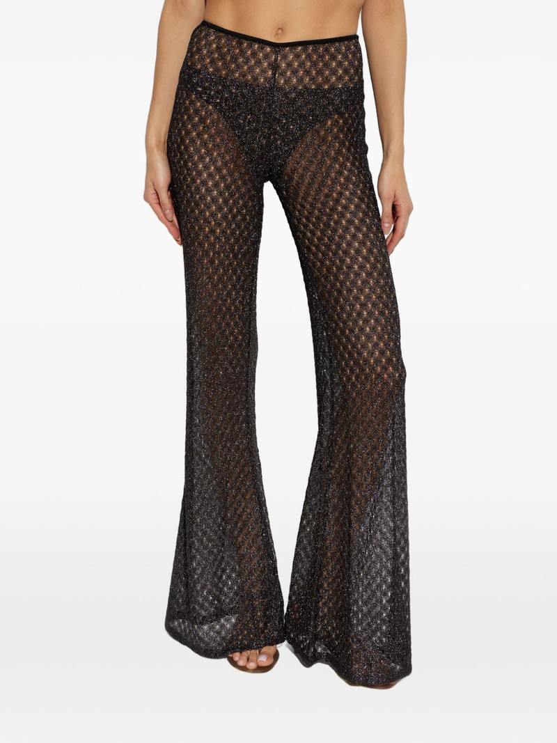 metallic-effect open-knit trousers 3