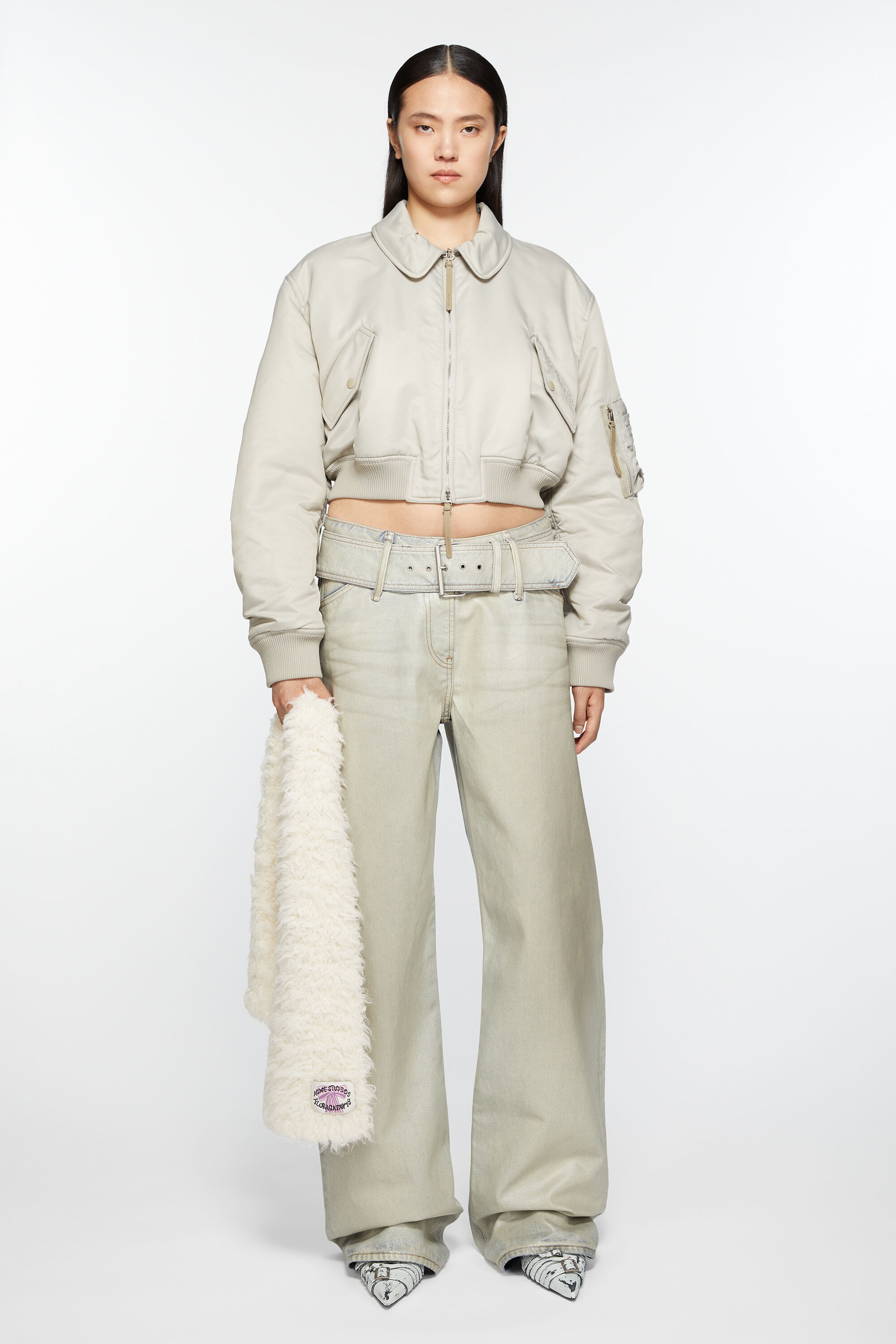 Fluffy scarf - Narrow - White - 2