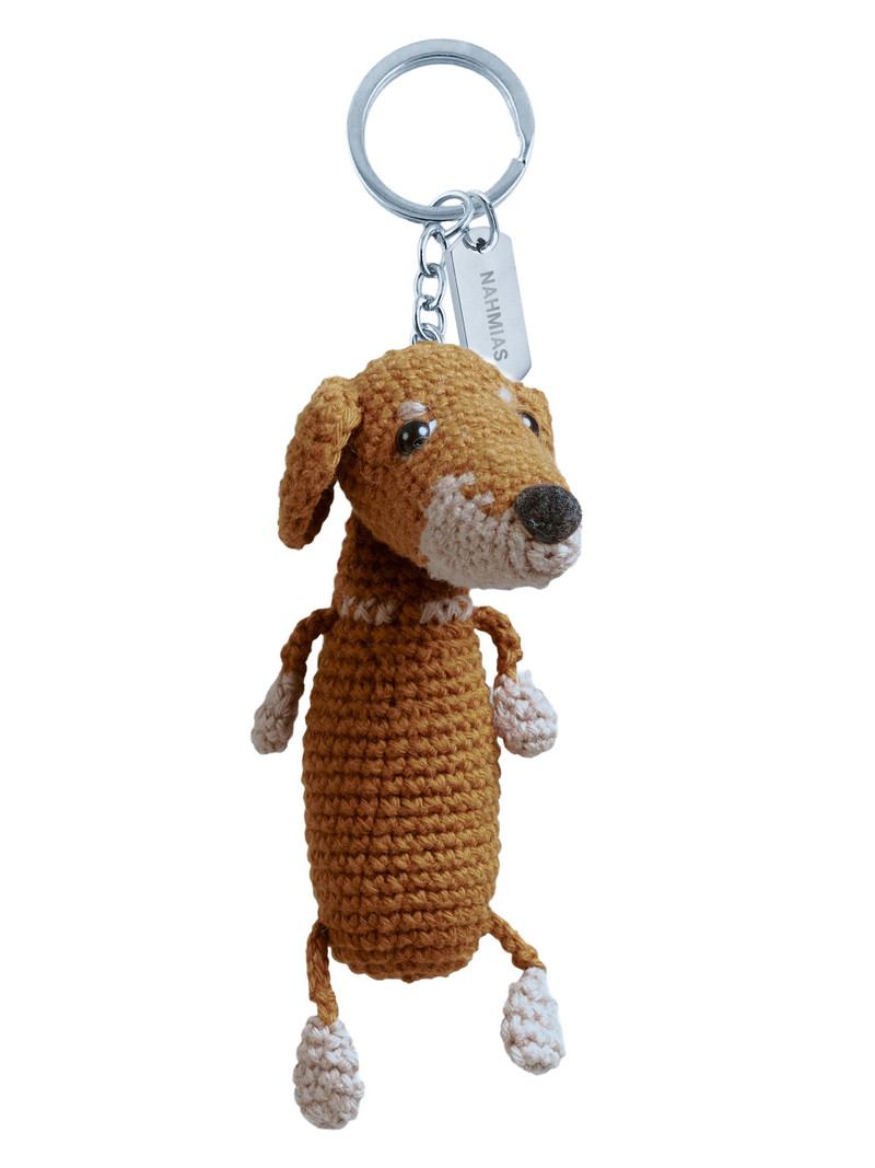 Men's Whiskey Doxie Crochet Keychain - Dark Khaki 1