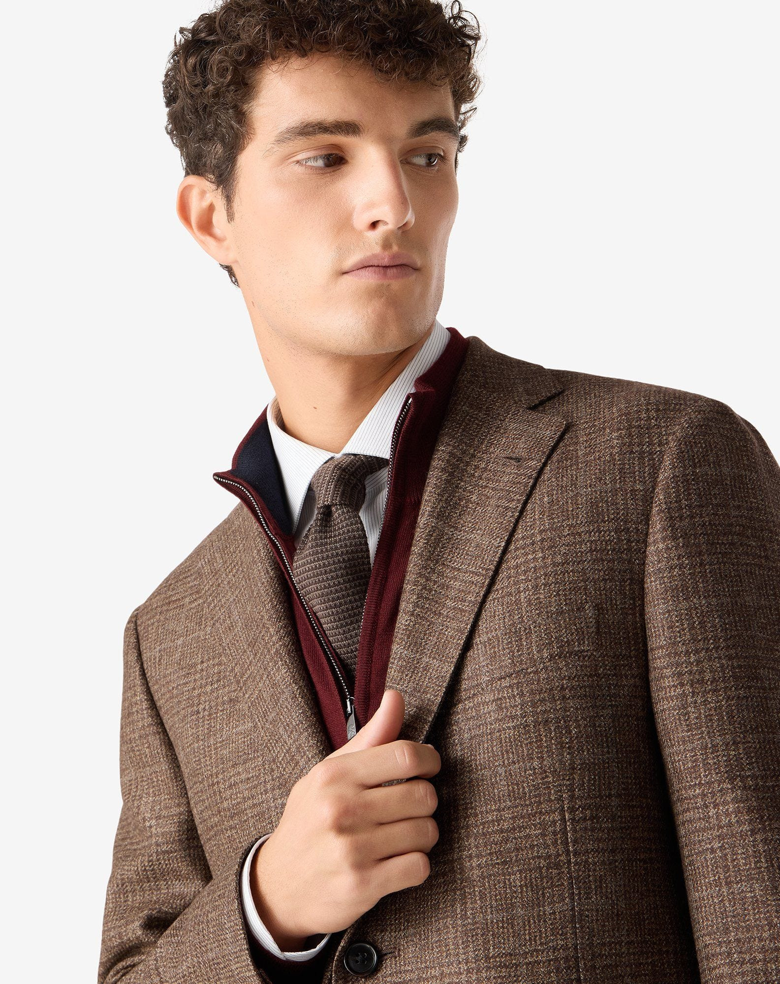 Brown glen plaid wool jacket - 4