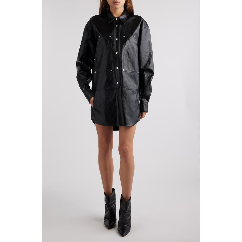 Isabel Marant Étoile Ayali Faux Leather Mini Shirtdress in Black at Nordstrom - 1