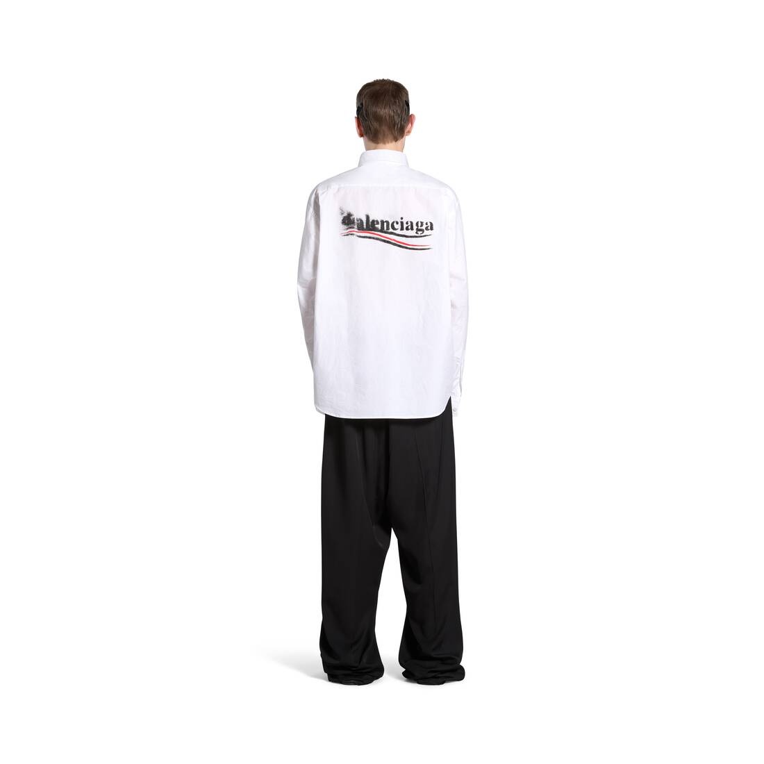 Men's Political Stencil Shirt Large Fit in White - 4
