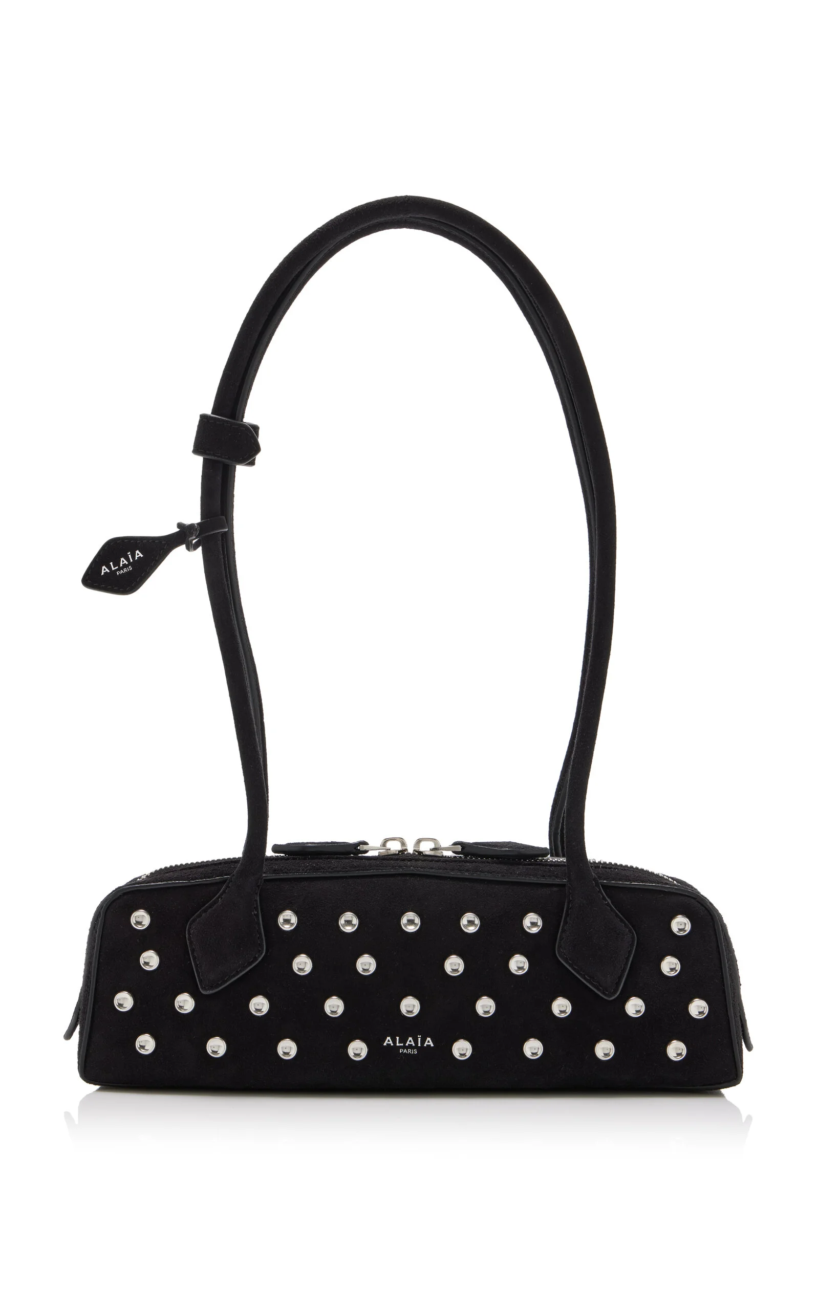 Exclusive Le Teckel Small Studded Suede Shoulder Bag black - 1