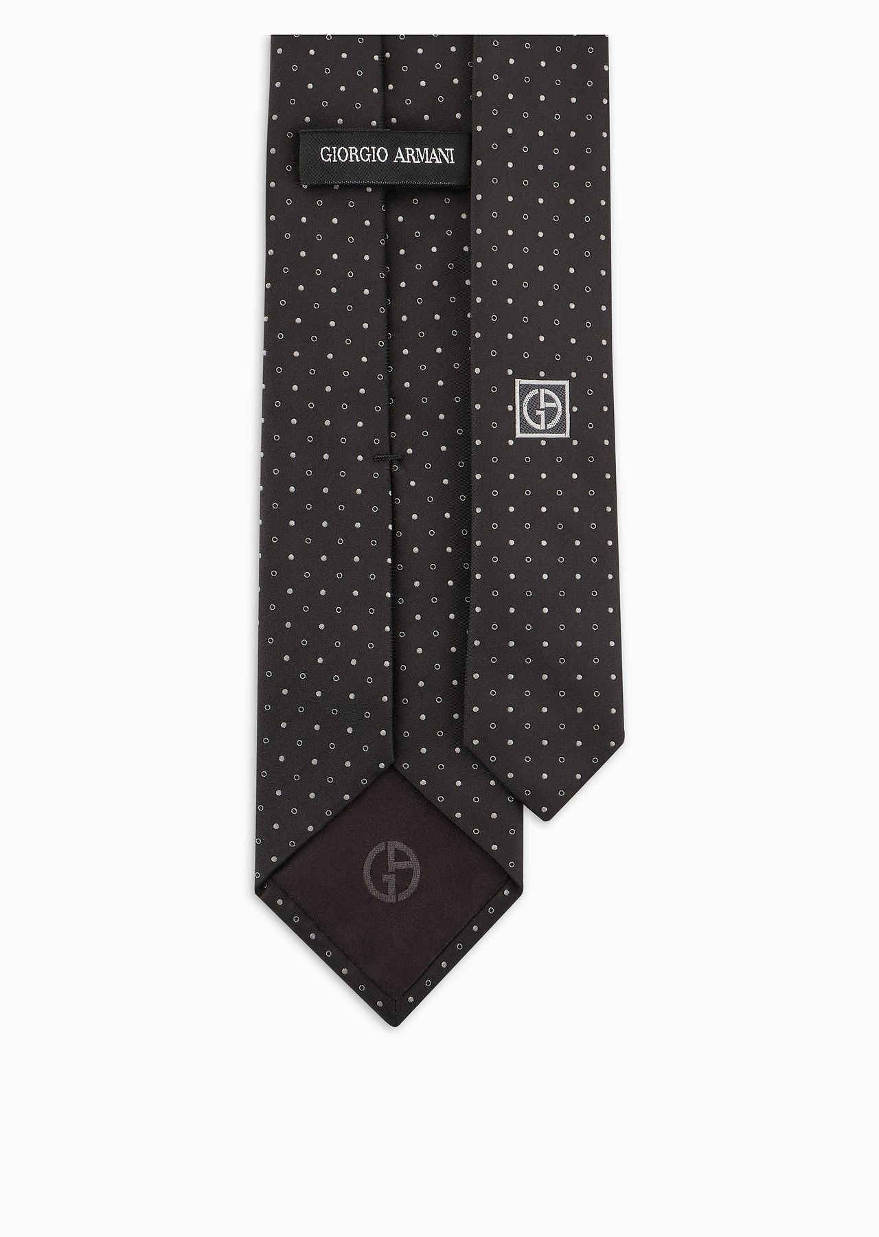 Silk tie with micro jacquard polka dots - 3