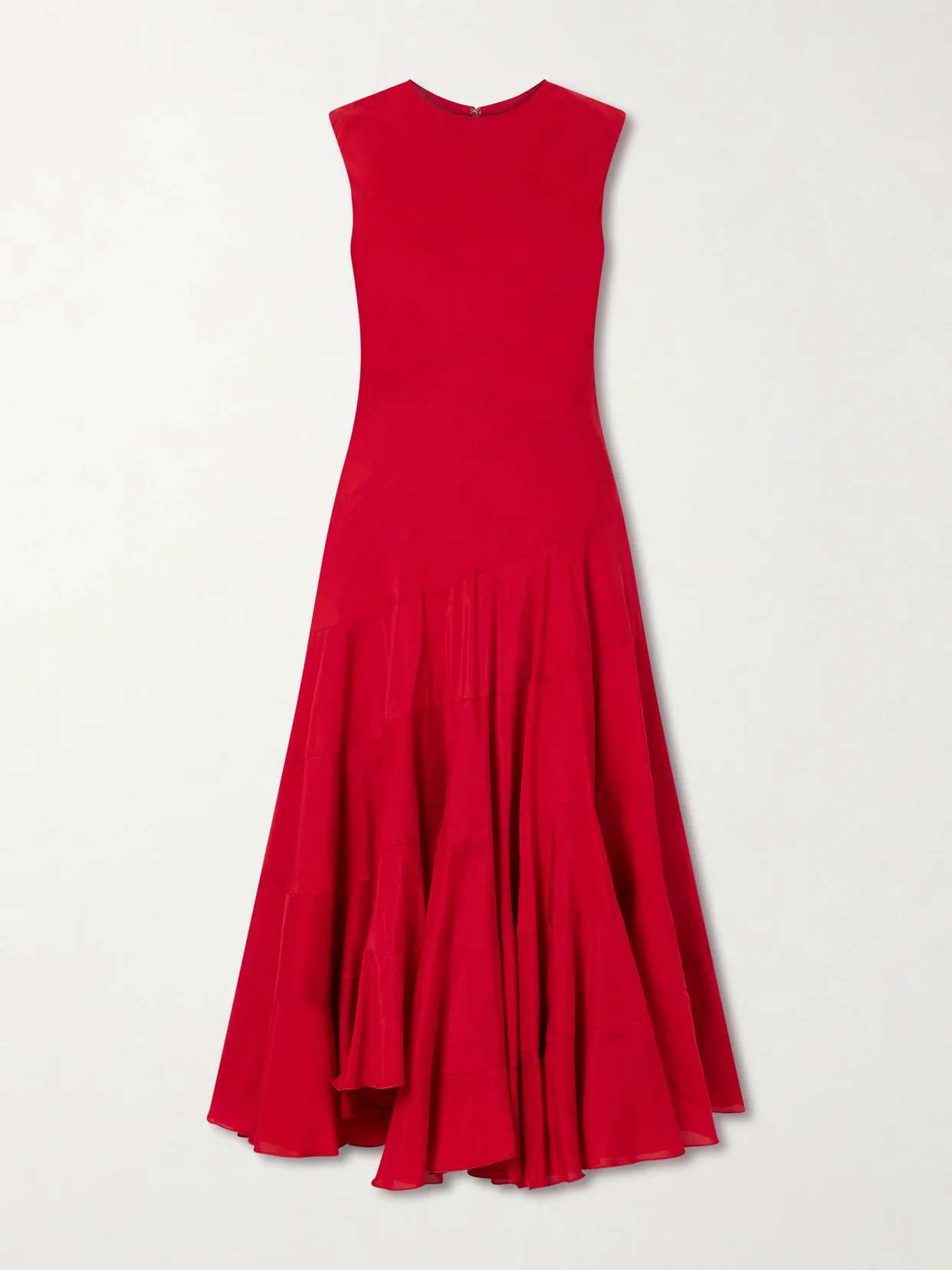 Asymmetric Paneled Cotton And Silk-blend Midi Dress - 1