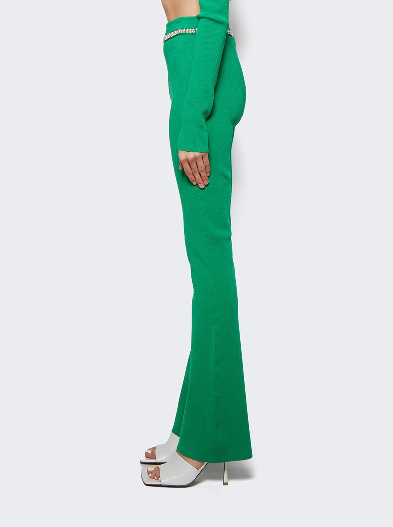 Embellished Knit Flared Trousers Green 4