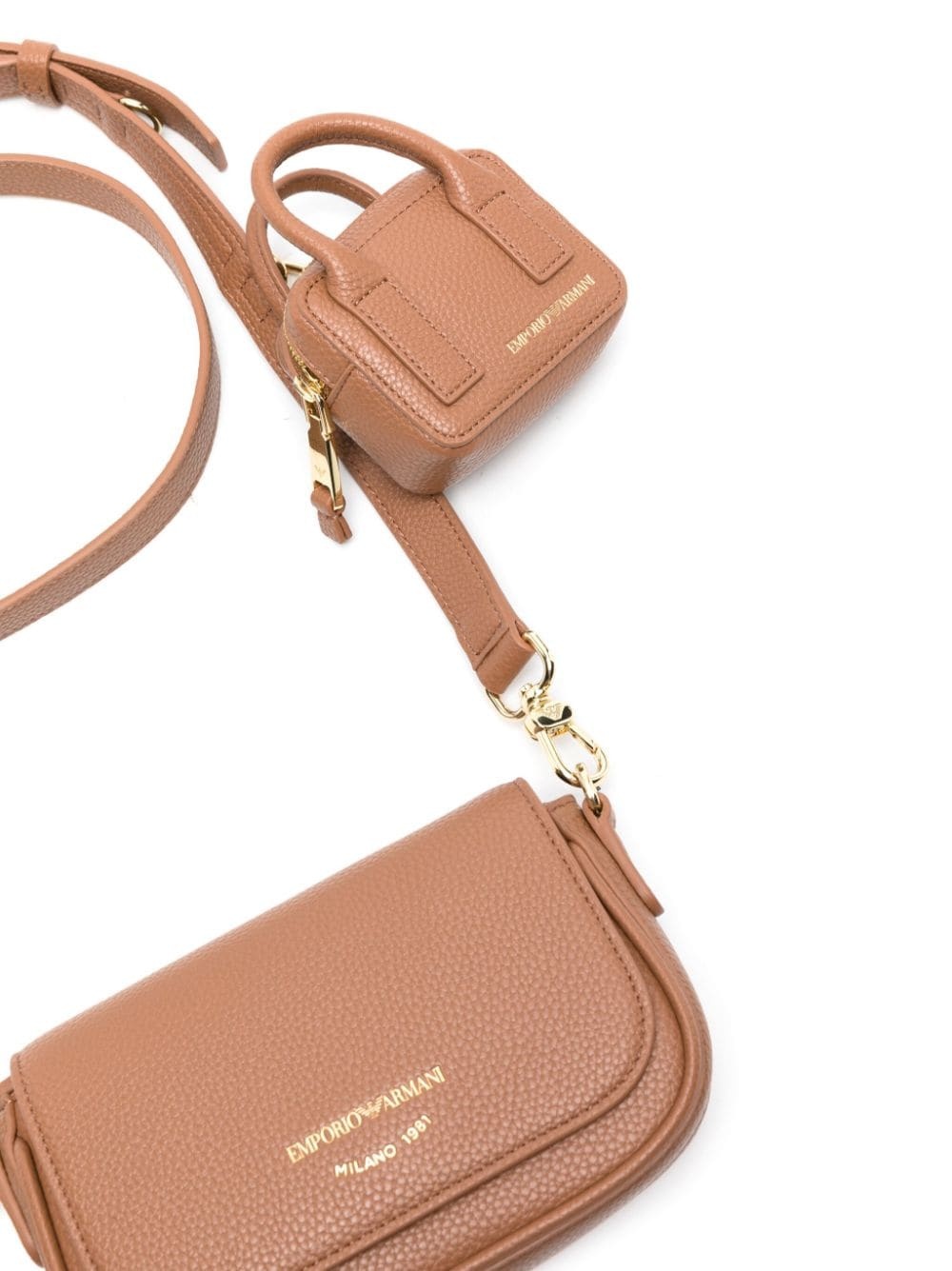 logo-lettering pebbled crossbody bag - 4
