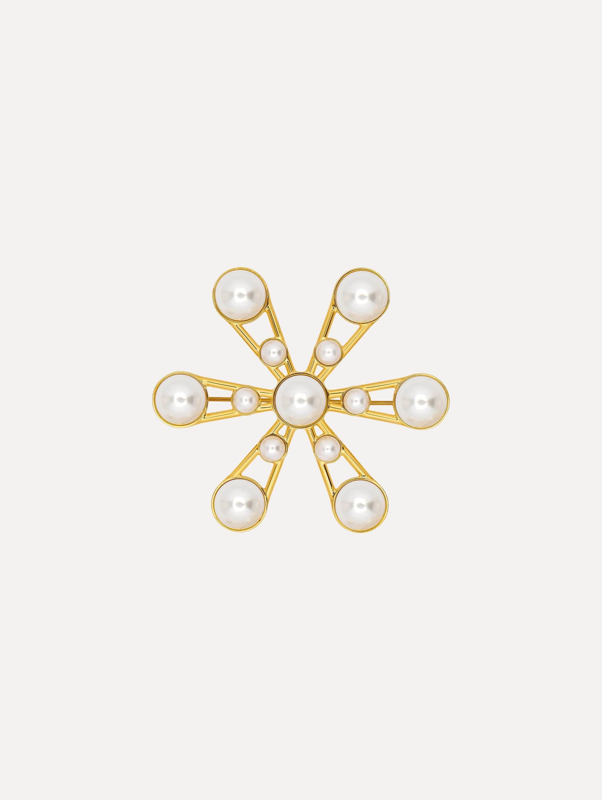 GEOMETRIC PEARL FLOWER BROOCH - 1
