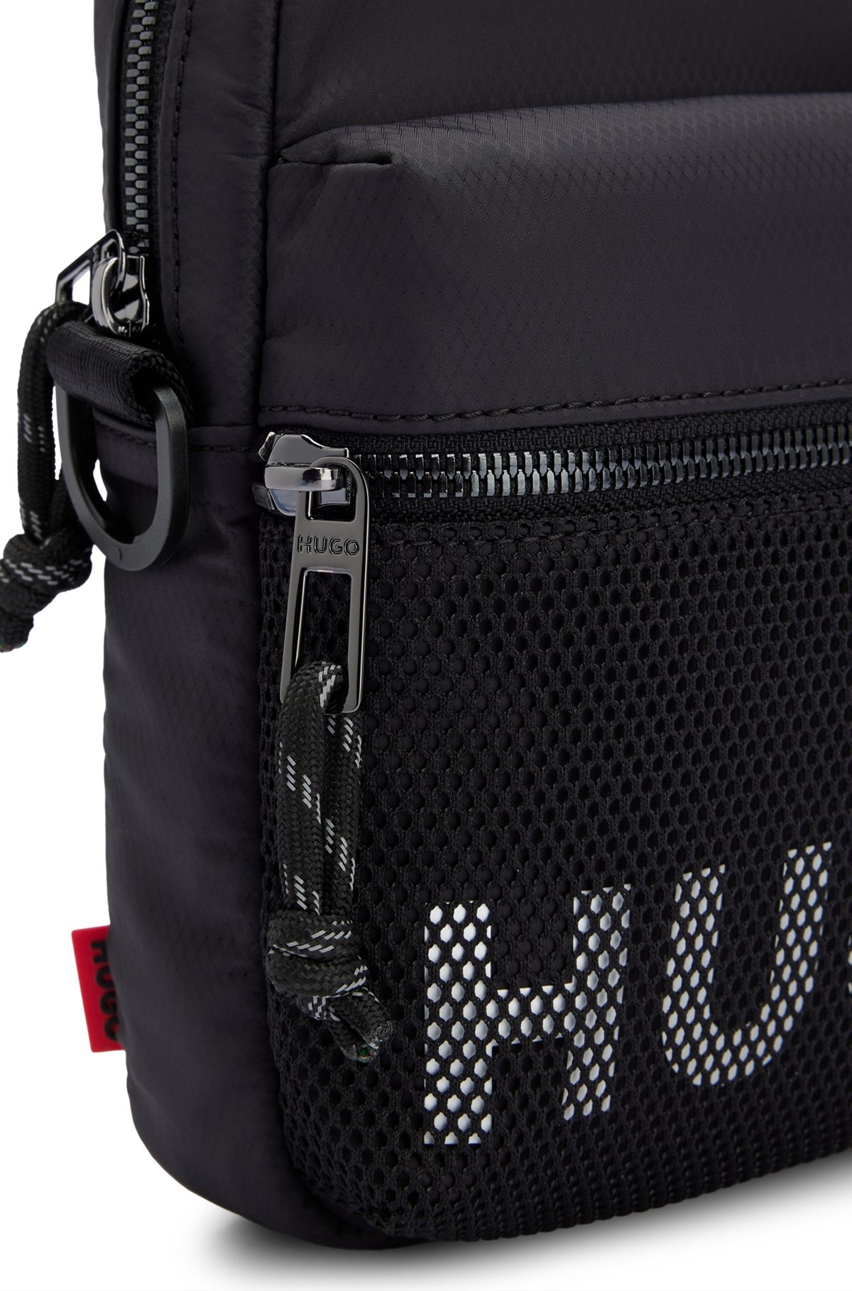 REPORTER BAG WITH CONTRAST LOGO AND MESH OVERLAY - 7