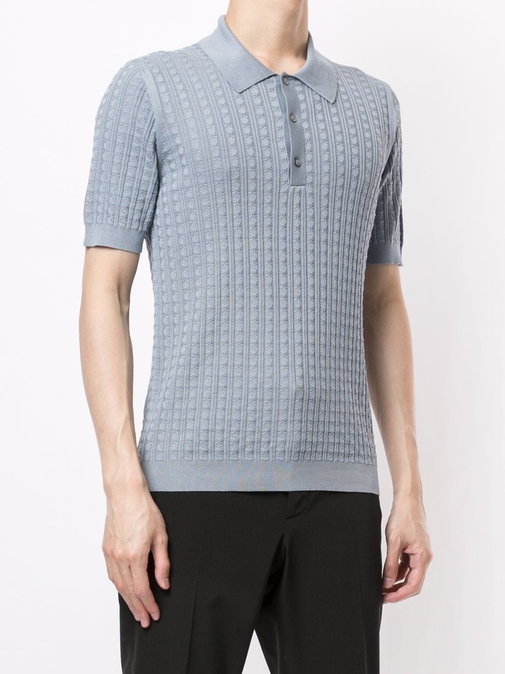 short-sleeve knitted polo shirt - 3