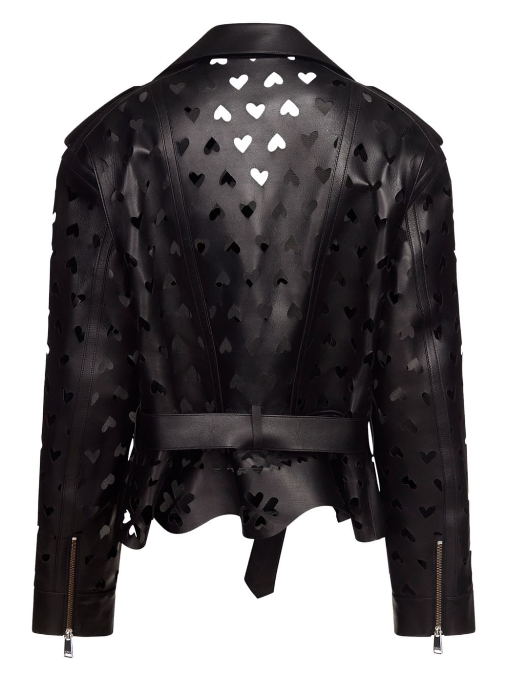 Laser-Cut Heart leather jacket - 7