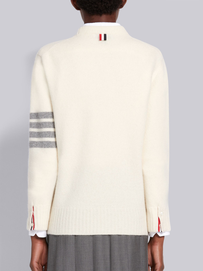 백색 overwashed 캐시미어 저지 Crewneck 4Bar Pullover 3
