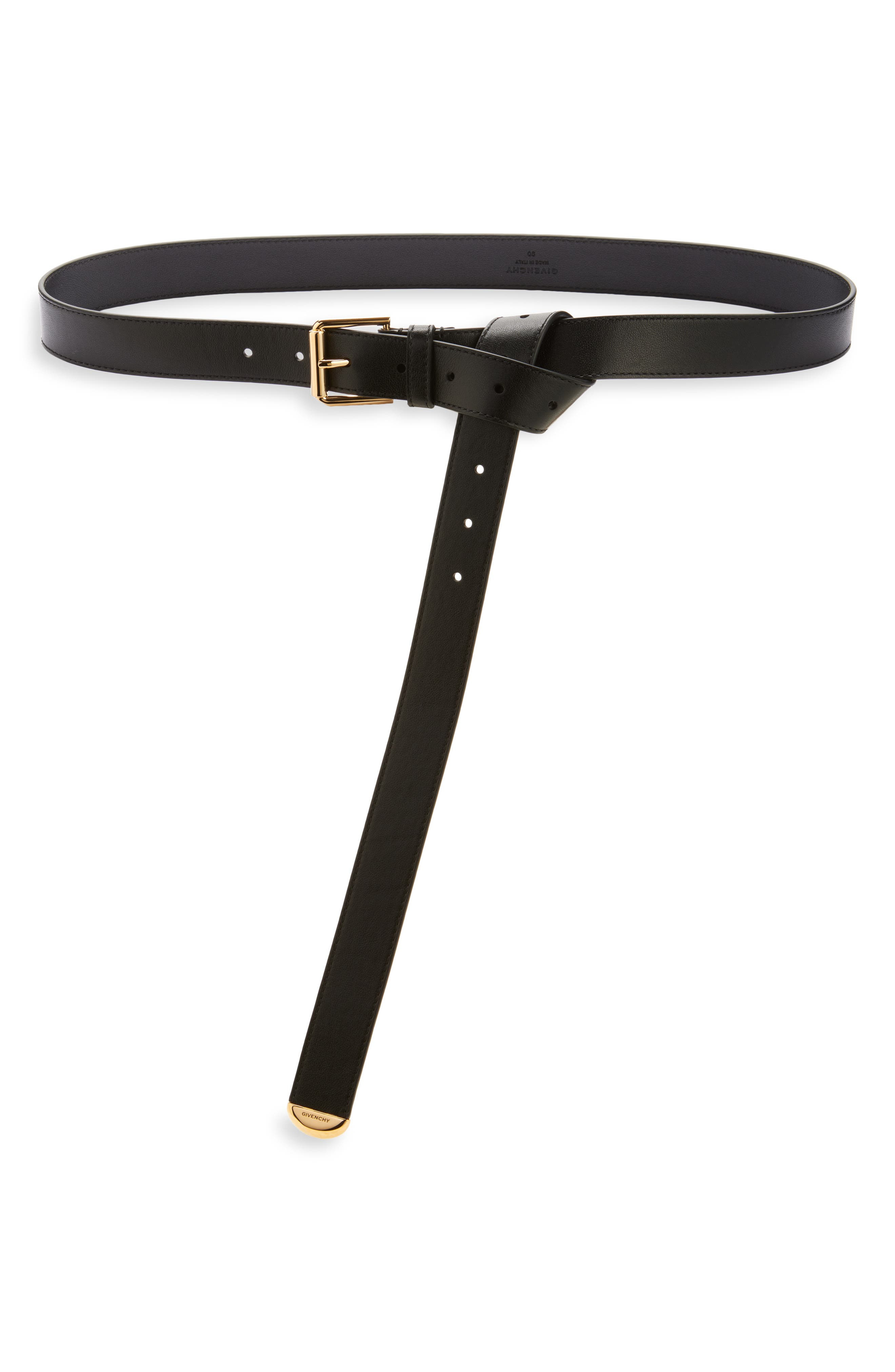 Givenchy Voyou Metal Tip Leather Belt in Black at Nordstrom - 1