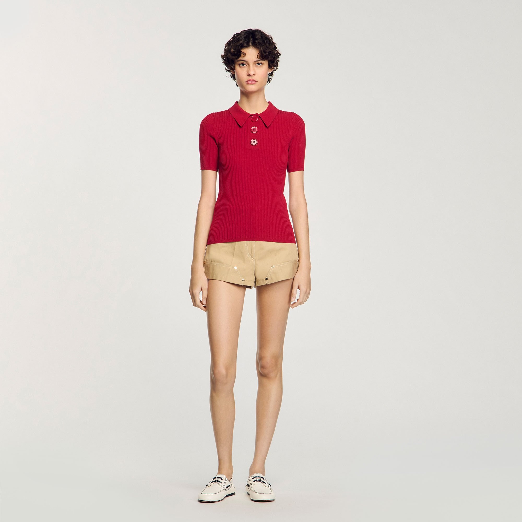 RIB KNIT POLO SHIRT - 1