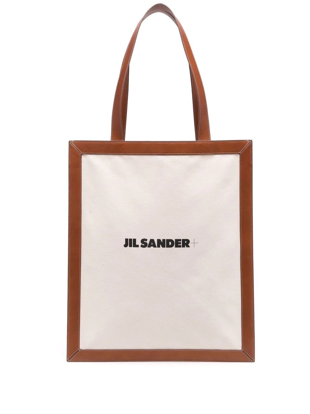 + logo leather-trim tote - 1