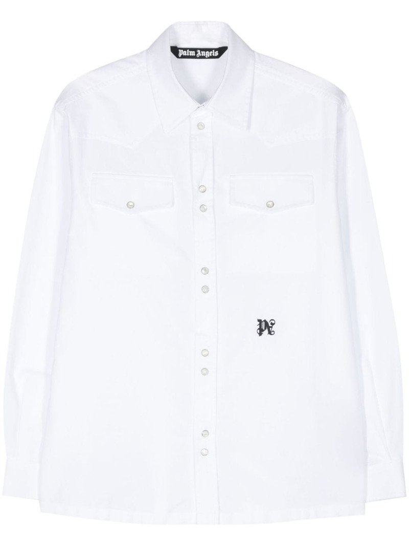 logo-embroidered 코튼 셔츠 1