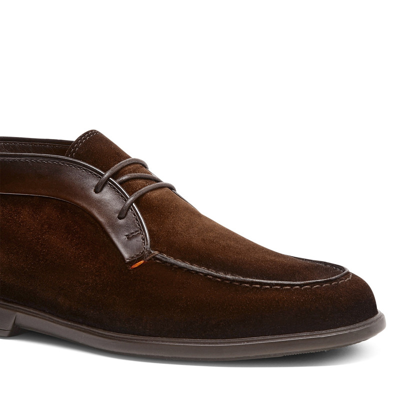 Men's dark brown suede and leather desert boot 6