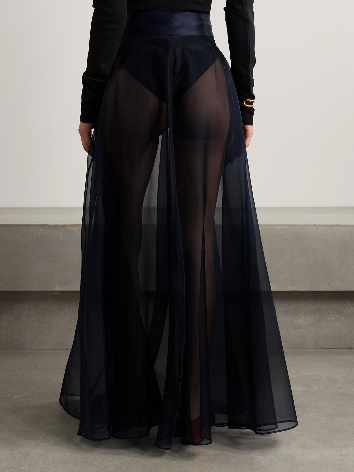 Aire Satin-trimmed Silk-organza Maxi Skirt - 3