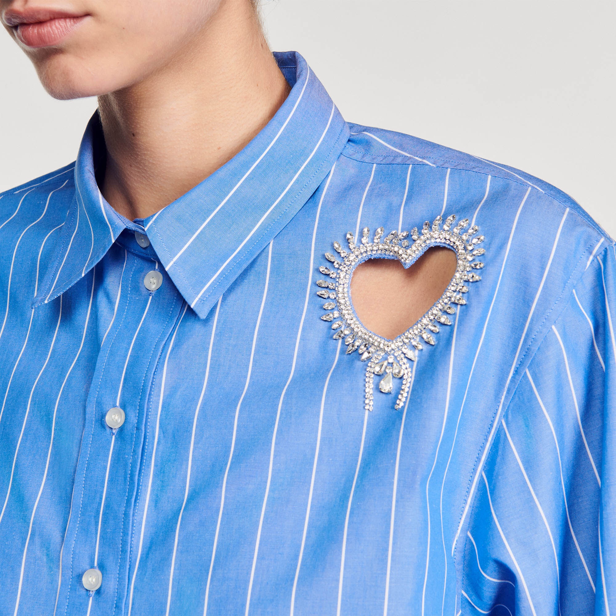 STRIPY SHIRT WITH RHINESTONE HEART - 4