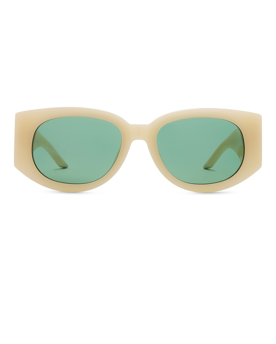 Acetate Metal Oval Wave Sunglasses - 1