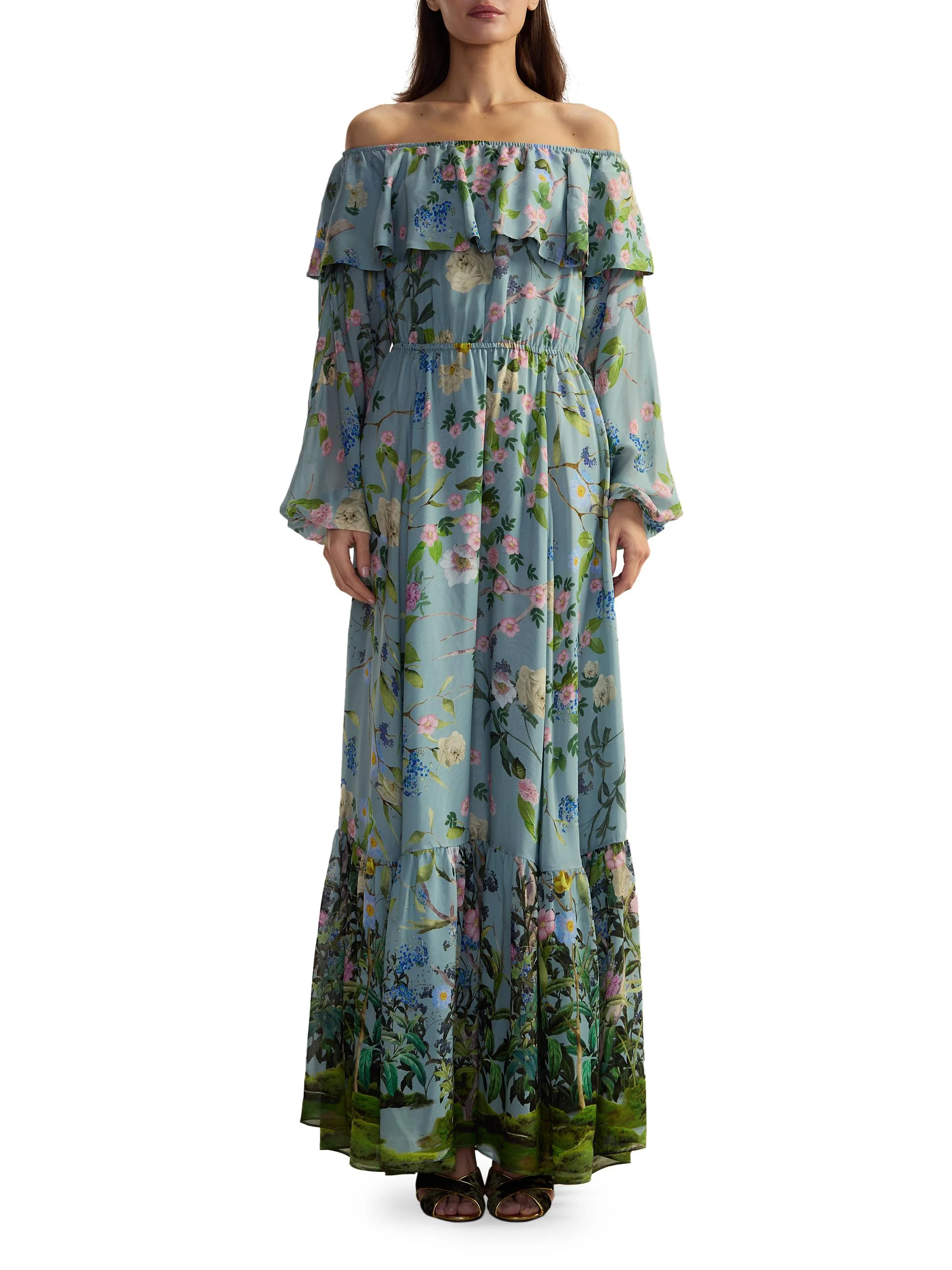cynthia rowley blue maxi dress Women's Floral Silk Off-The-Shoulder - Floral - 0400022399070 Blue dress? #twlight #twilightsaga vestidos de noche Size:3-6 Months Floral Ribbon Silk Shirt