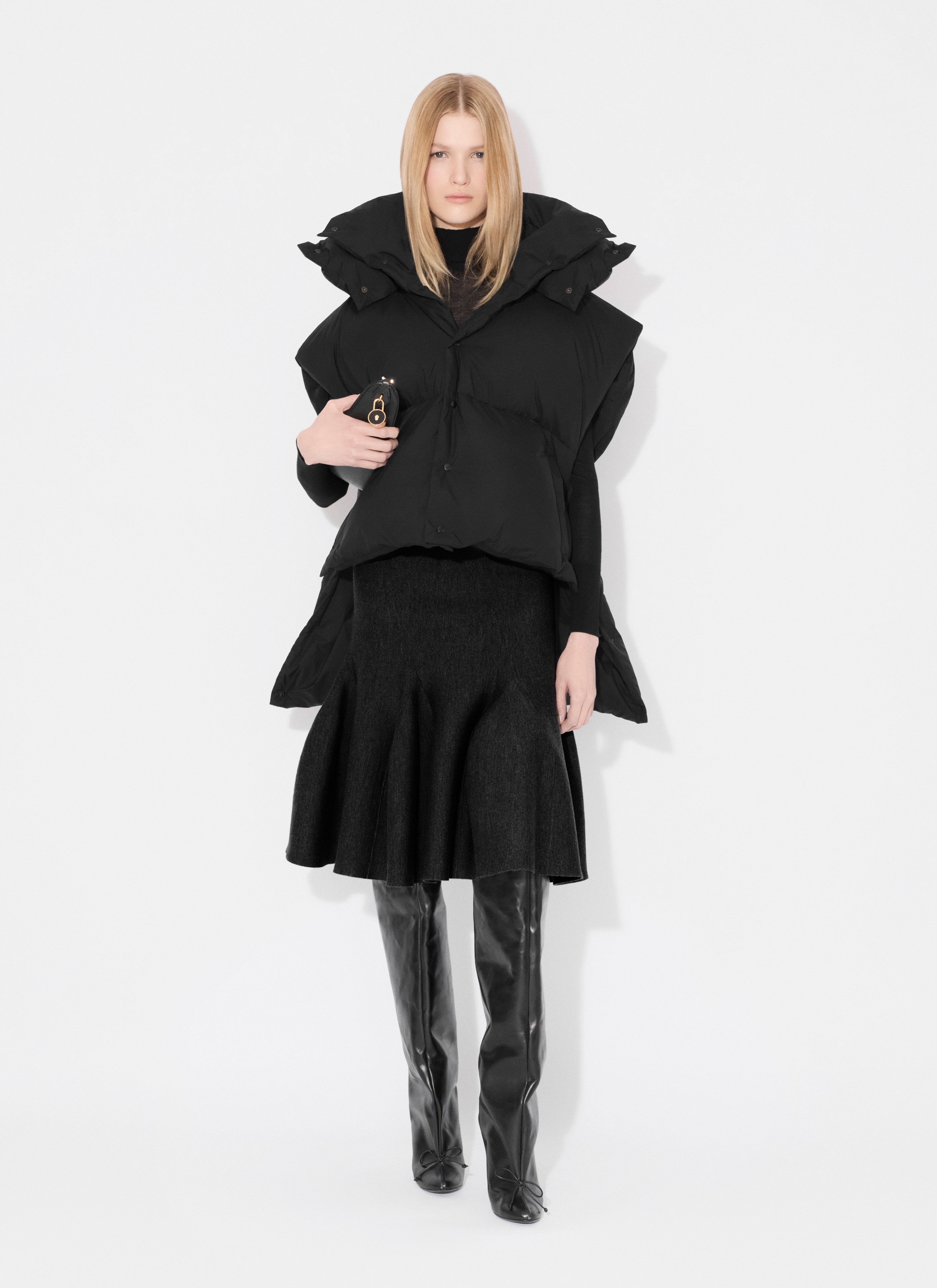 Alaïa Oversize Asymmetric Down Vest Jackets Black
