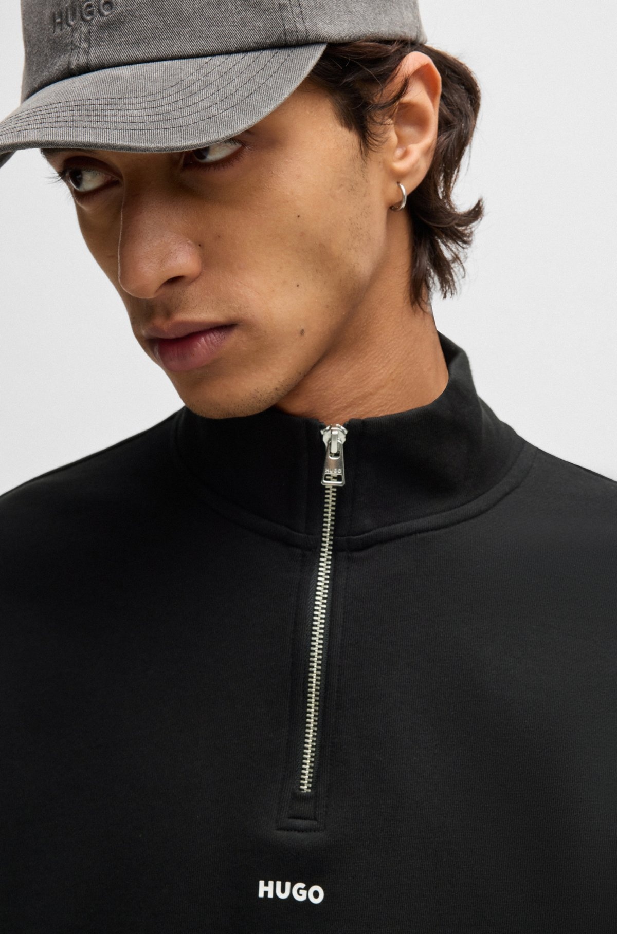 COTTON-TERRY ZIP-NECK SWEATSHIRT WITH LOGO PRINT - 3