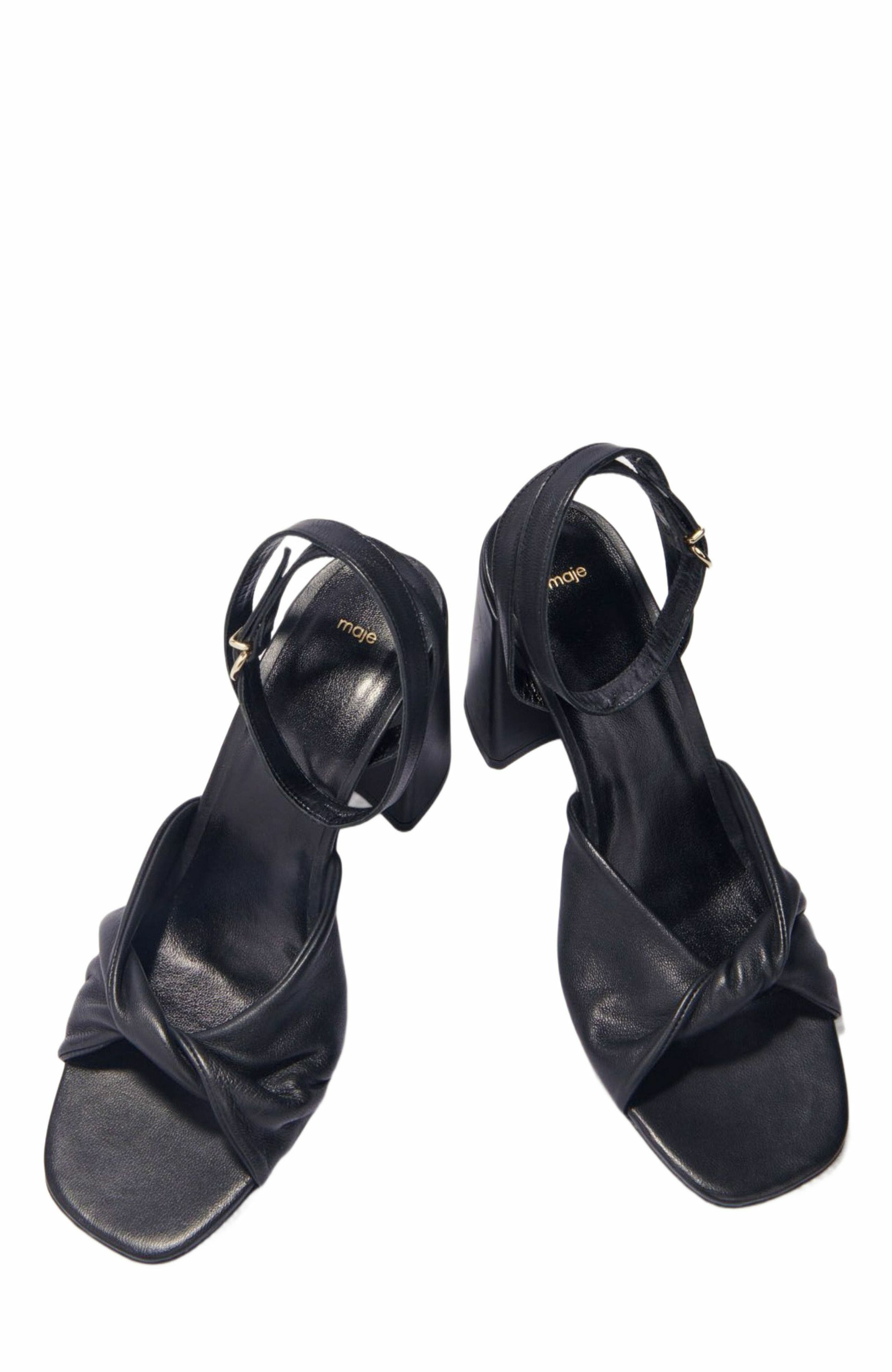 maje Plain leather sandals with heels in Black at Nordstrom - 3