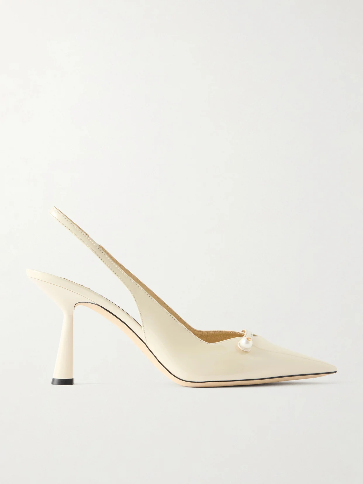 Amita 85 Faux-pearl Embellished Patent-leather Slingback Pumps - 1