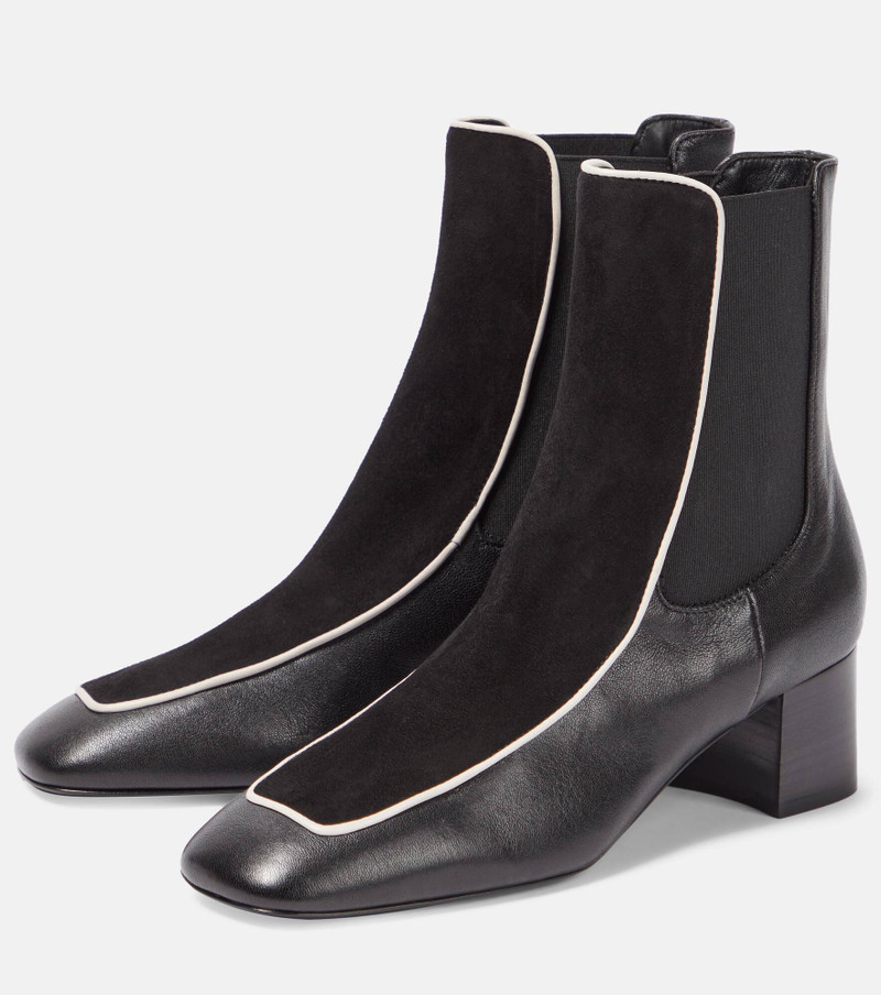 Velvet-trimmed leather ankle boots 5