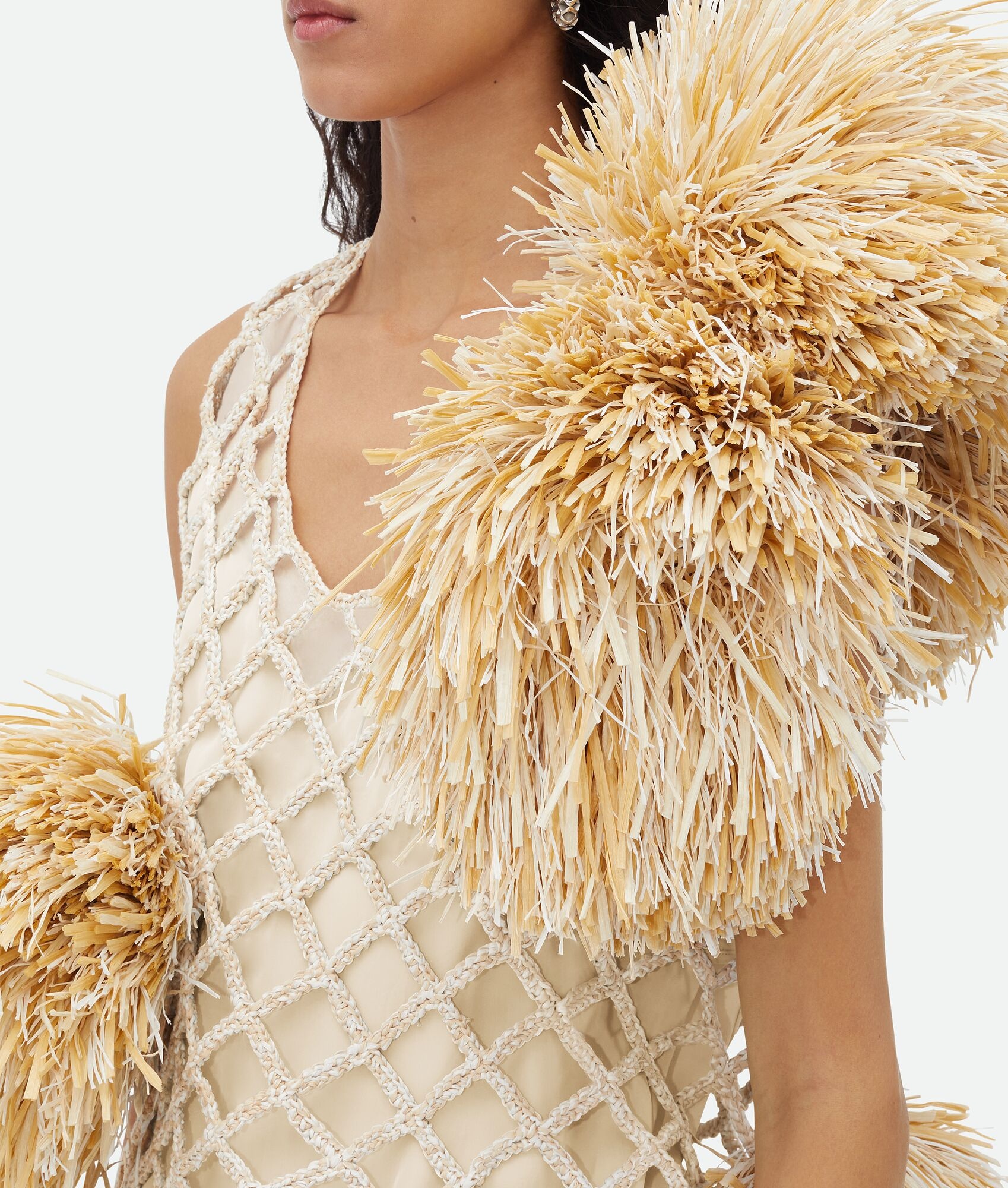 Paper Mesh Crochet Top With Pompom - 5