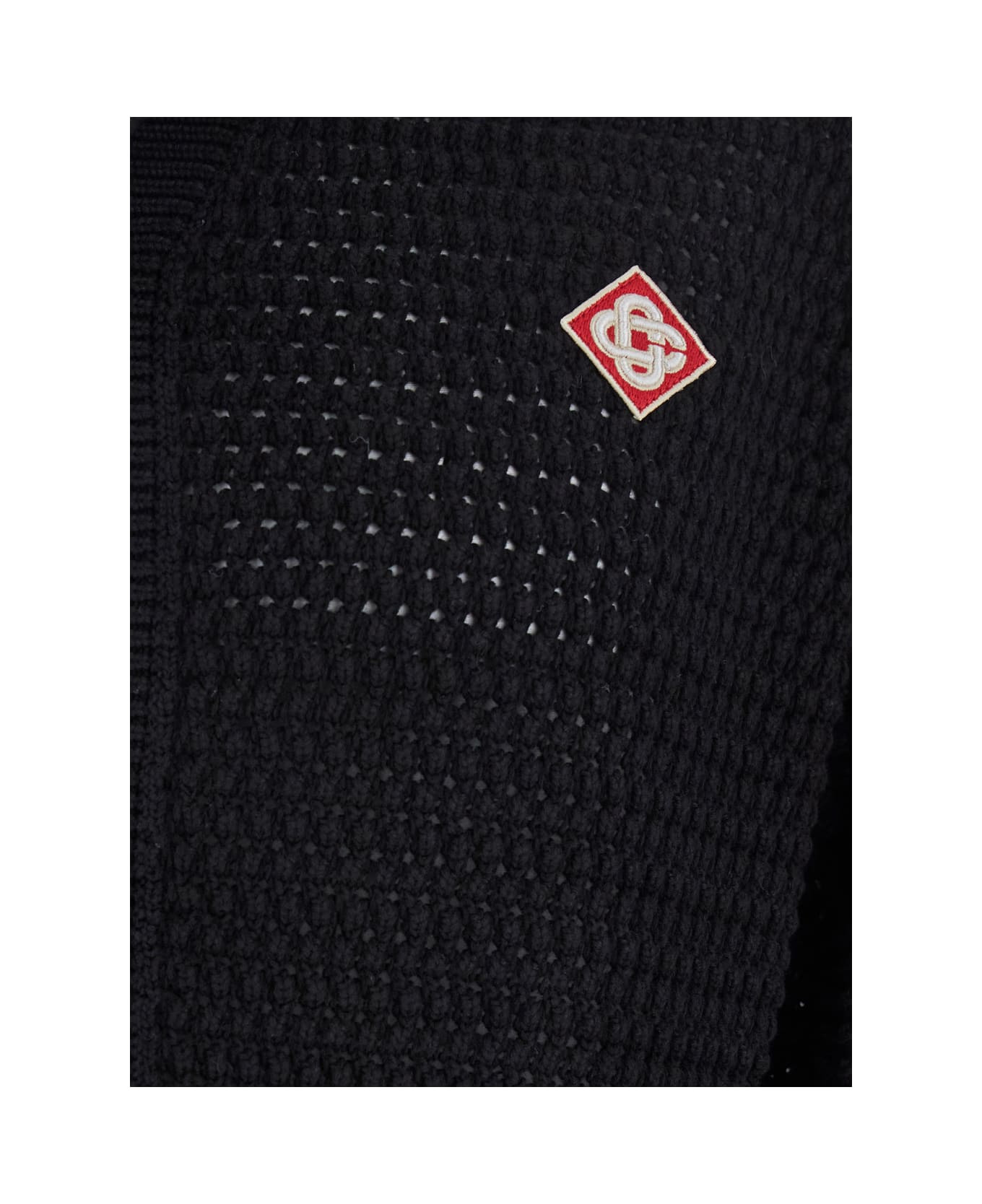 Black Cardigan With Logo Patch On The Front In Cotton Man - 3