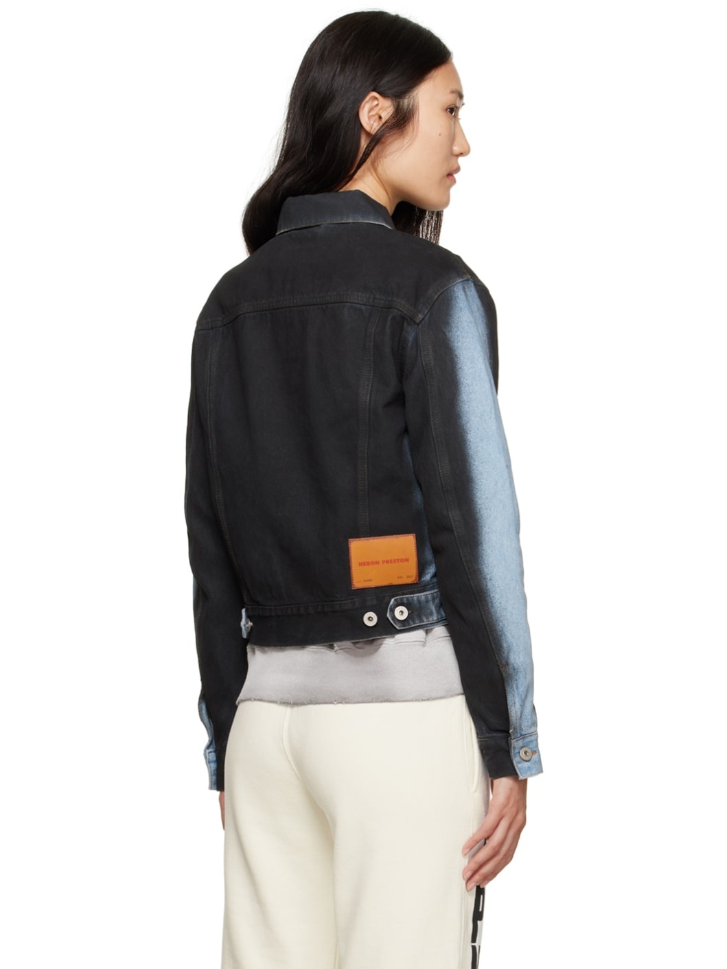 Black Gradient Regular Denim Jacket - 3