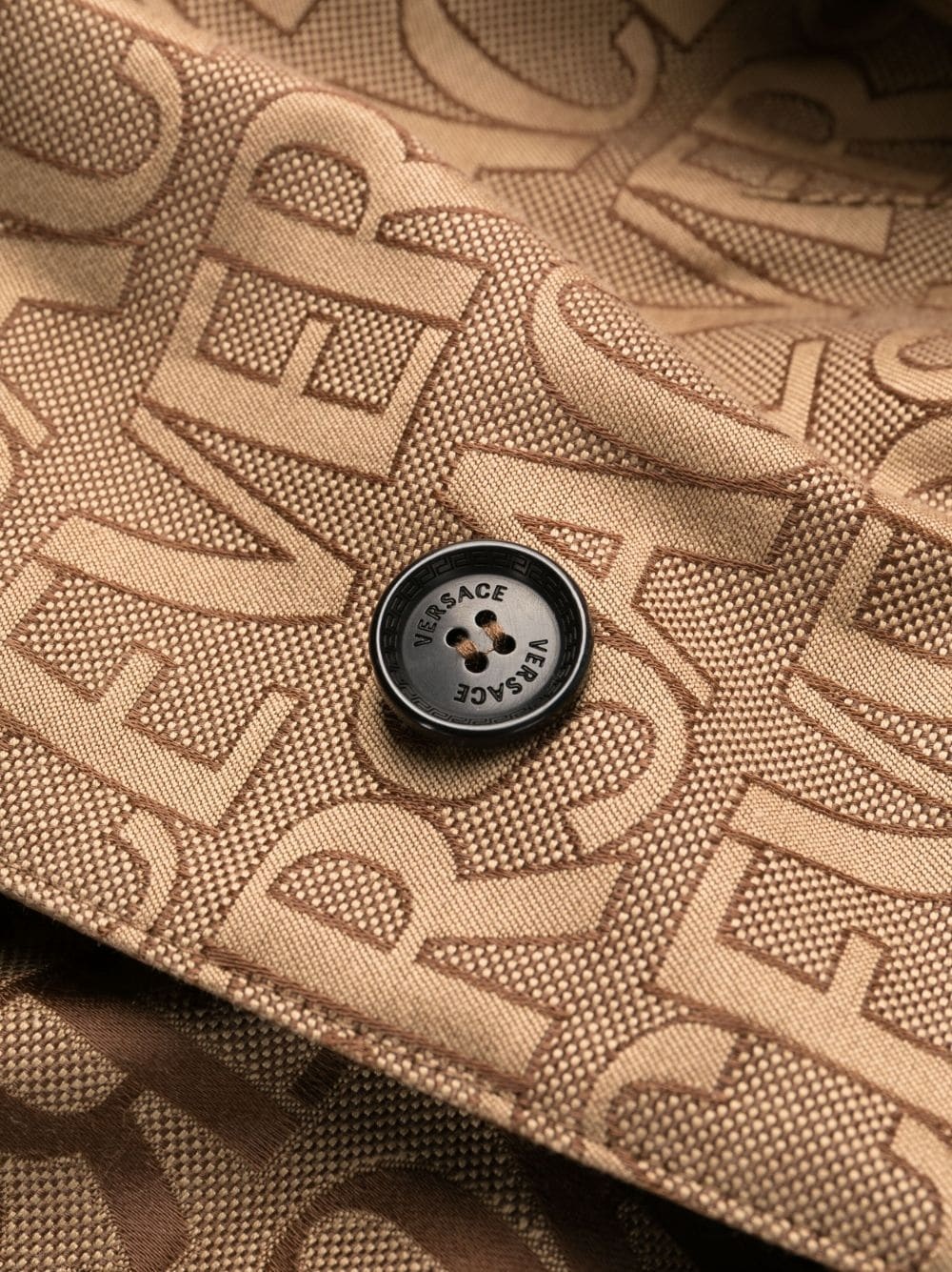 VERSACE VERSACE ALLOVER JACQUARD CANVAS TRENCH COAT