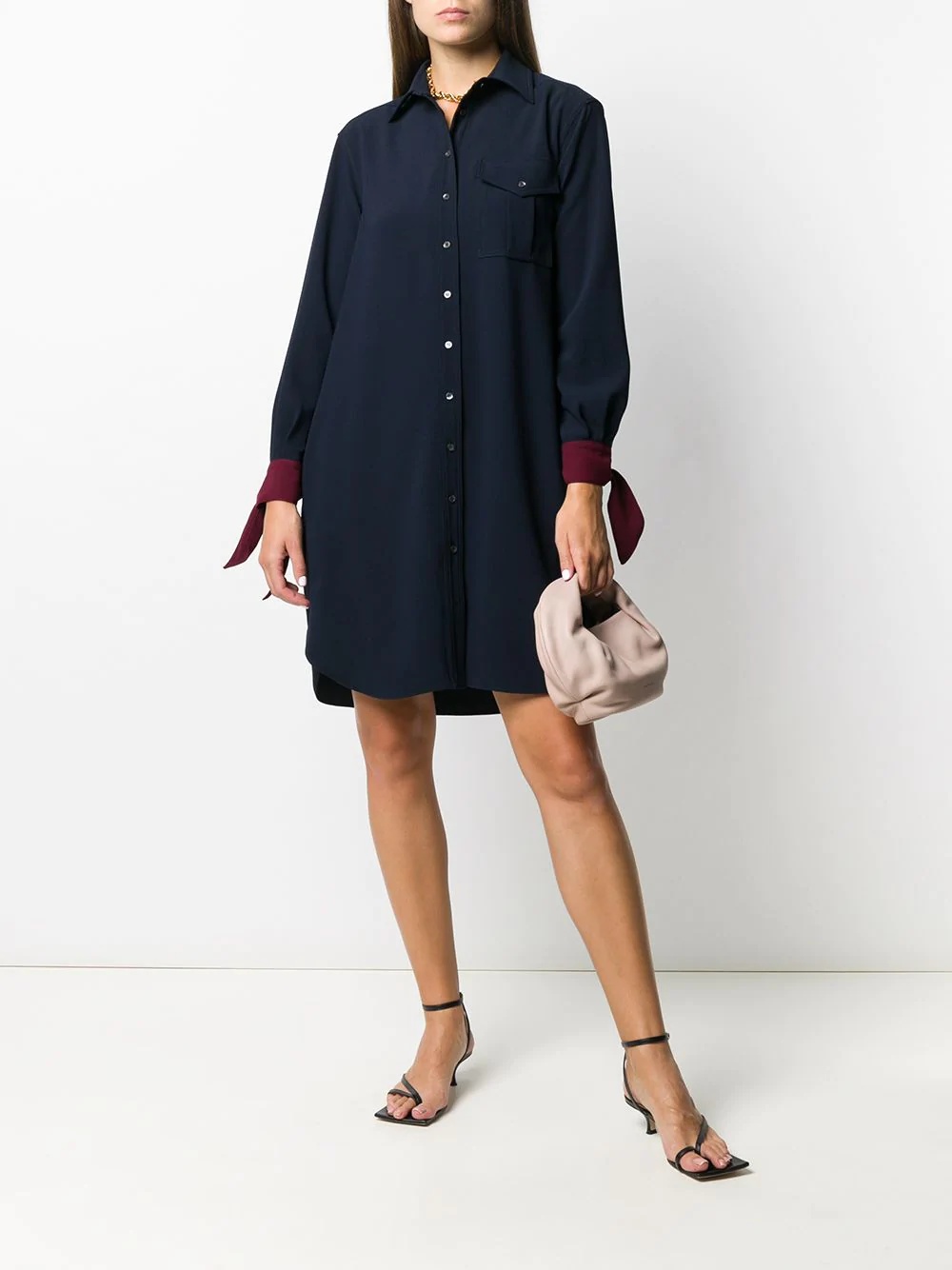 tie-cuff shirt dress - 2