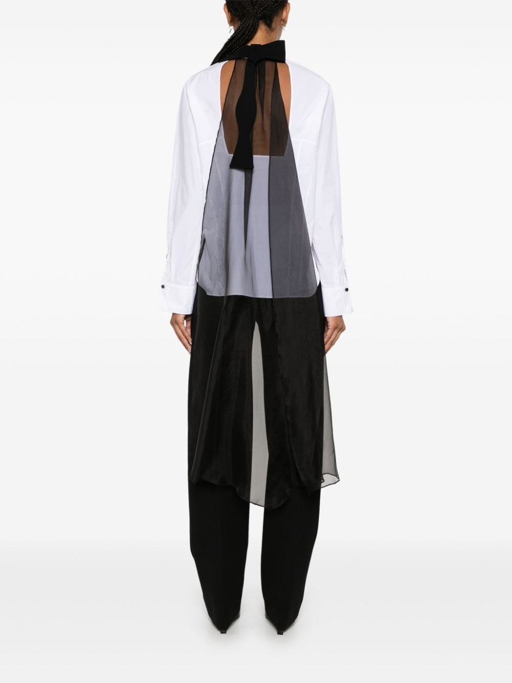 detachable-bow poplin blouse - 2