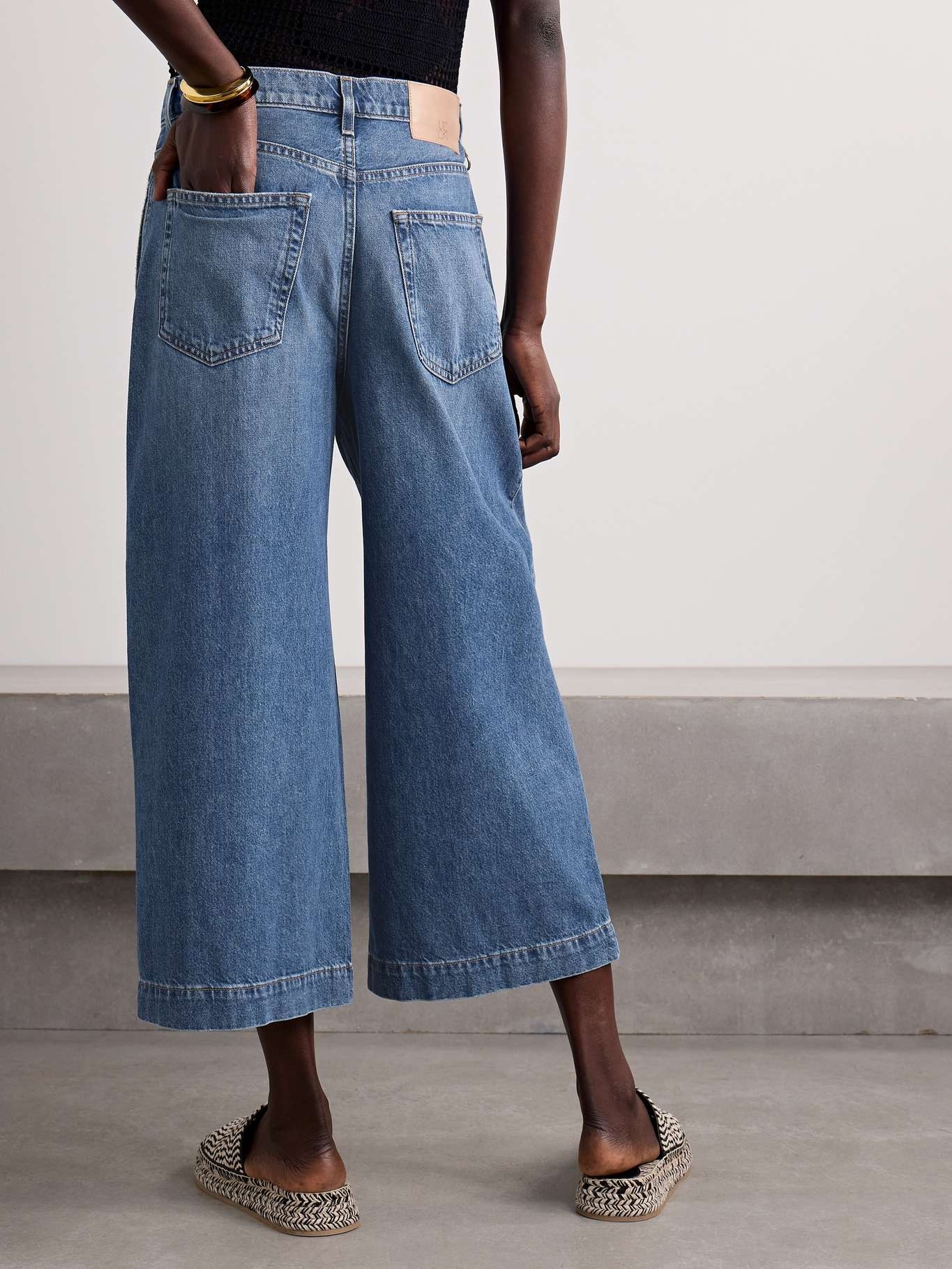 The April cropped pleated high-rise wide-leg jeans - 4