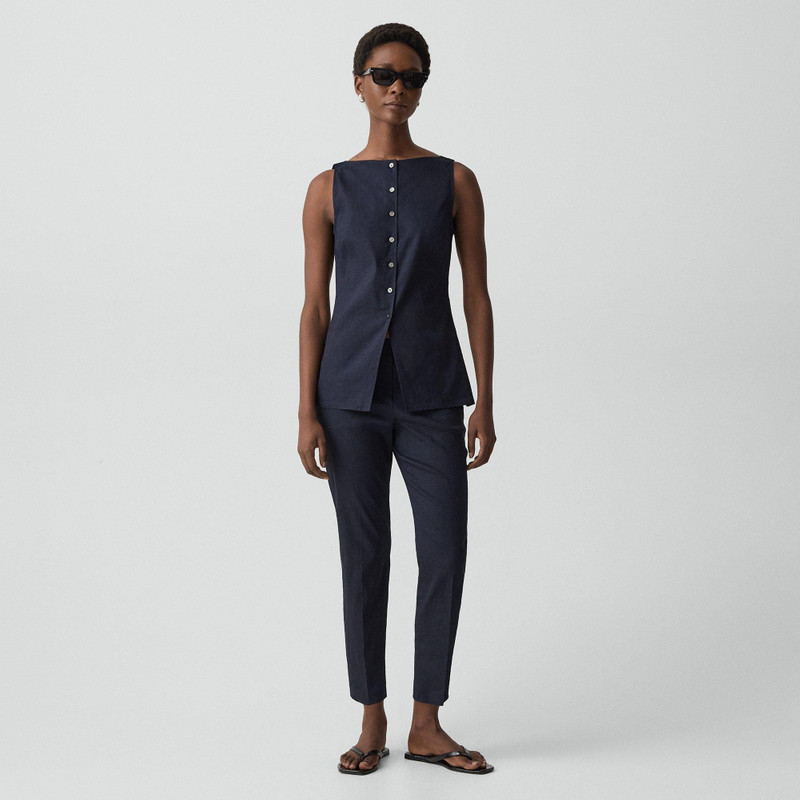 Theory Boatneck Cutaway Top in Good Linen outlook