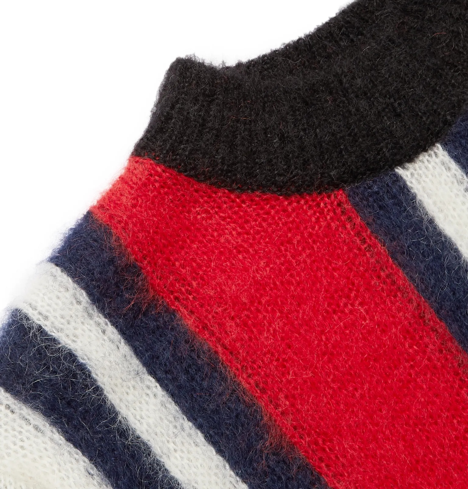 2 Moncler 1952 Striped Mohair-Blend Mock-Neck Sweater - 5