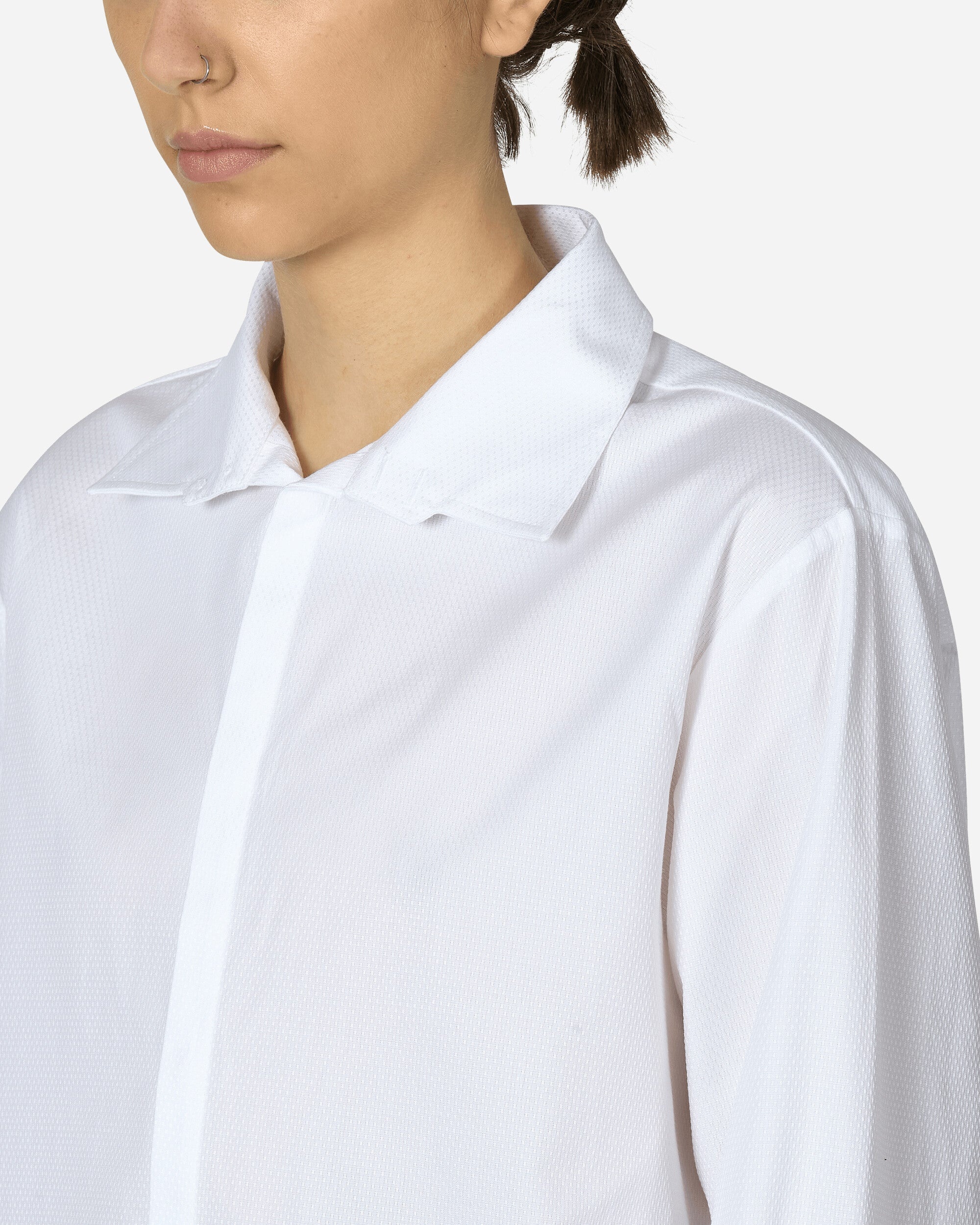 Wide Sleeved Stripy Poplin Shirt Off White - 5