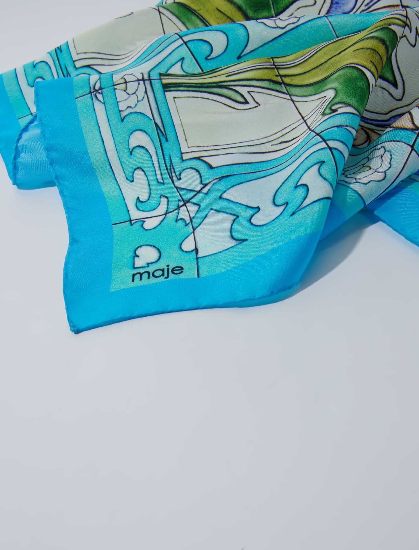Mosaic pattern silk scarf - 4