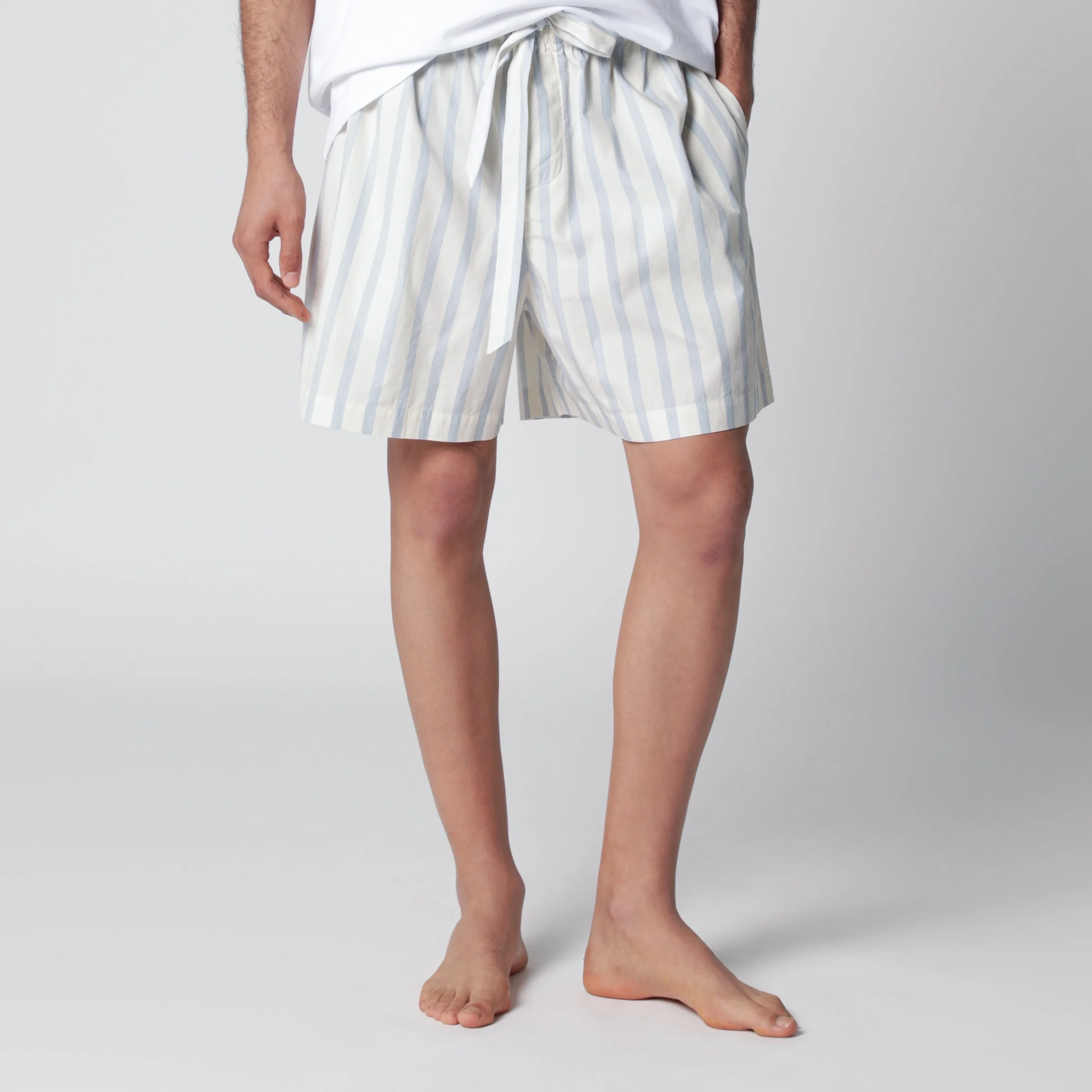 White shorts with light blue stripes - 1