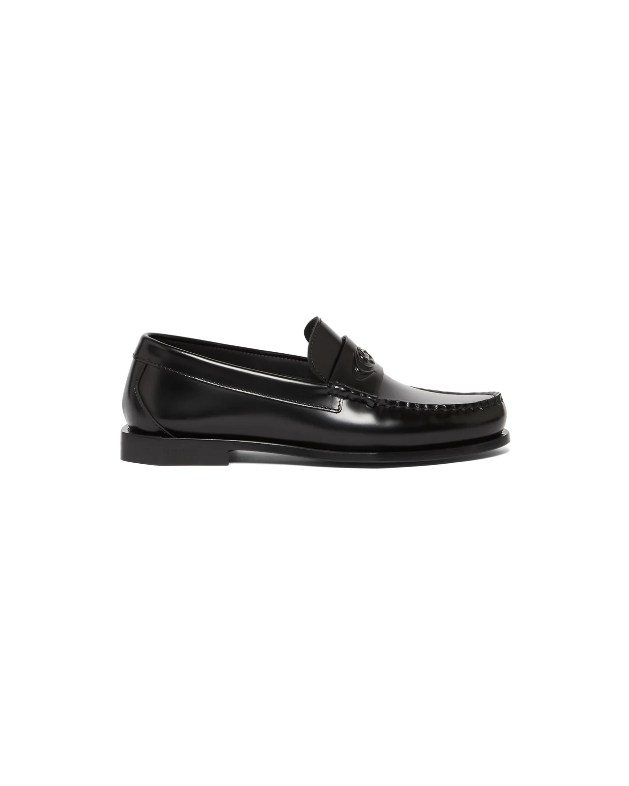 Men's Black Leather Loafers - 1